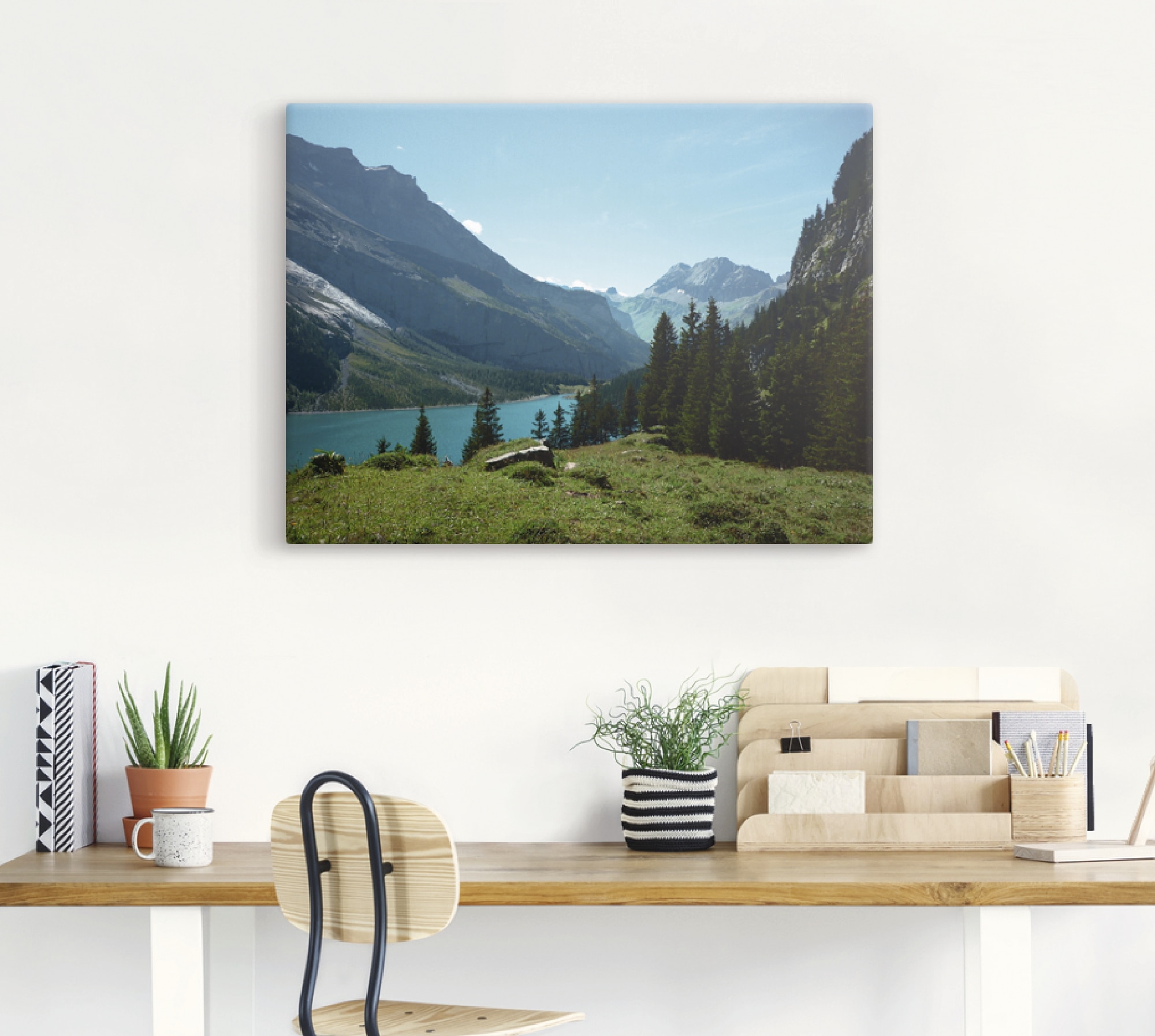Artland Leinwandbild »Blick auf den Oeschinensee«, Berge, (1 St.), auf Keilrahmen gespannt