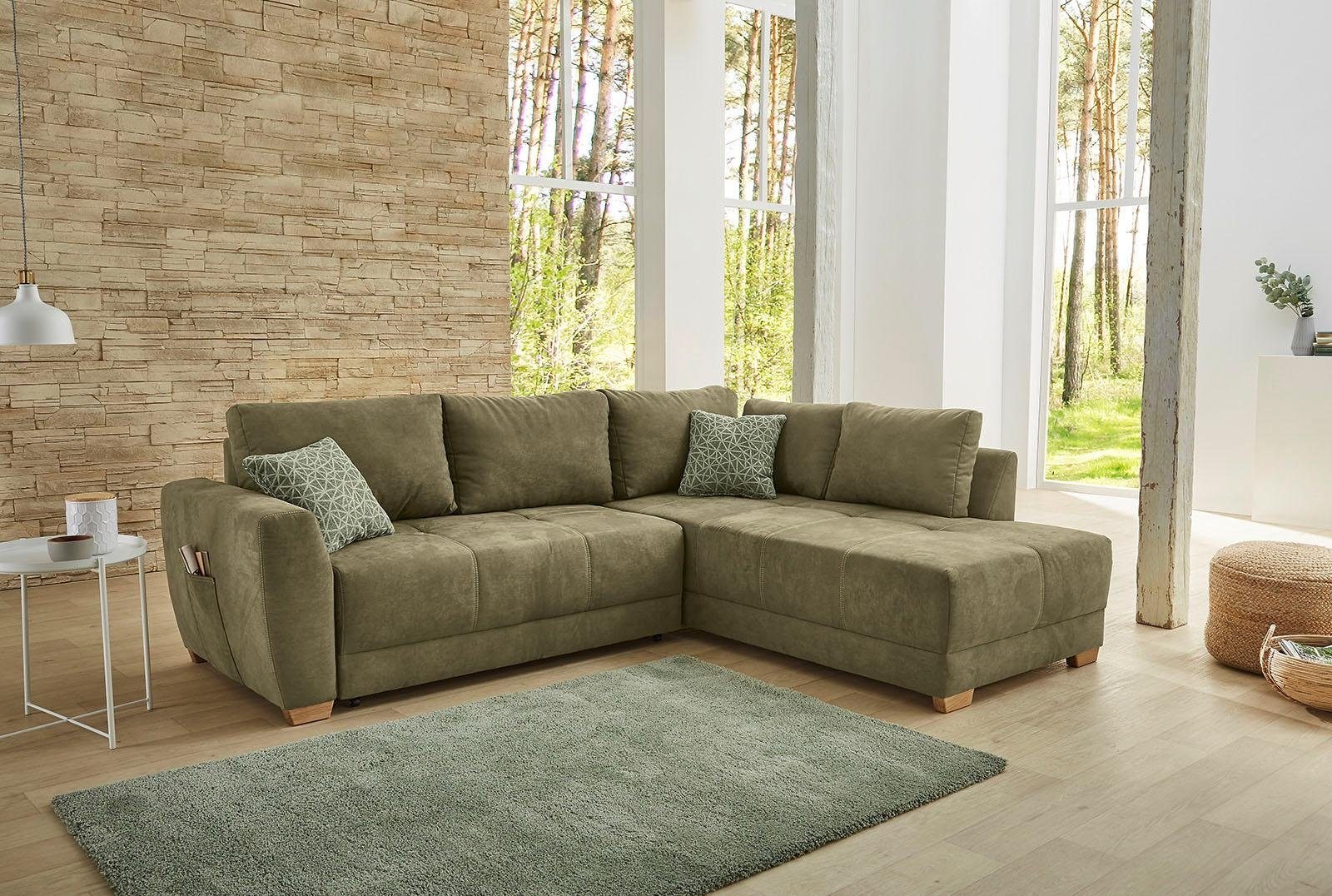 Image of Jockenhöfer Gruppe Ecksofa "Luzern L-Form, B: 254 cm" mit Bettfunktion, Bettkasten, seitl. Tasche & Zierkissen