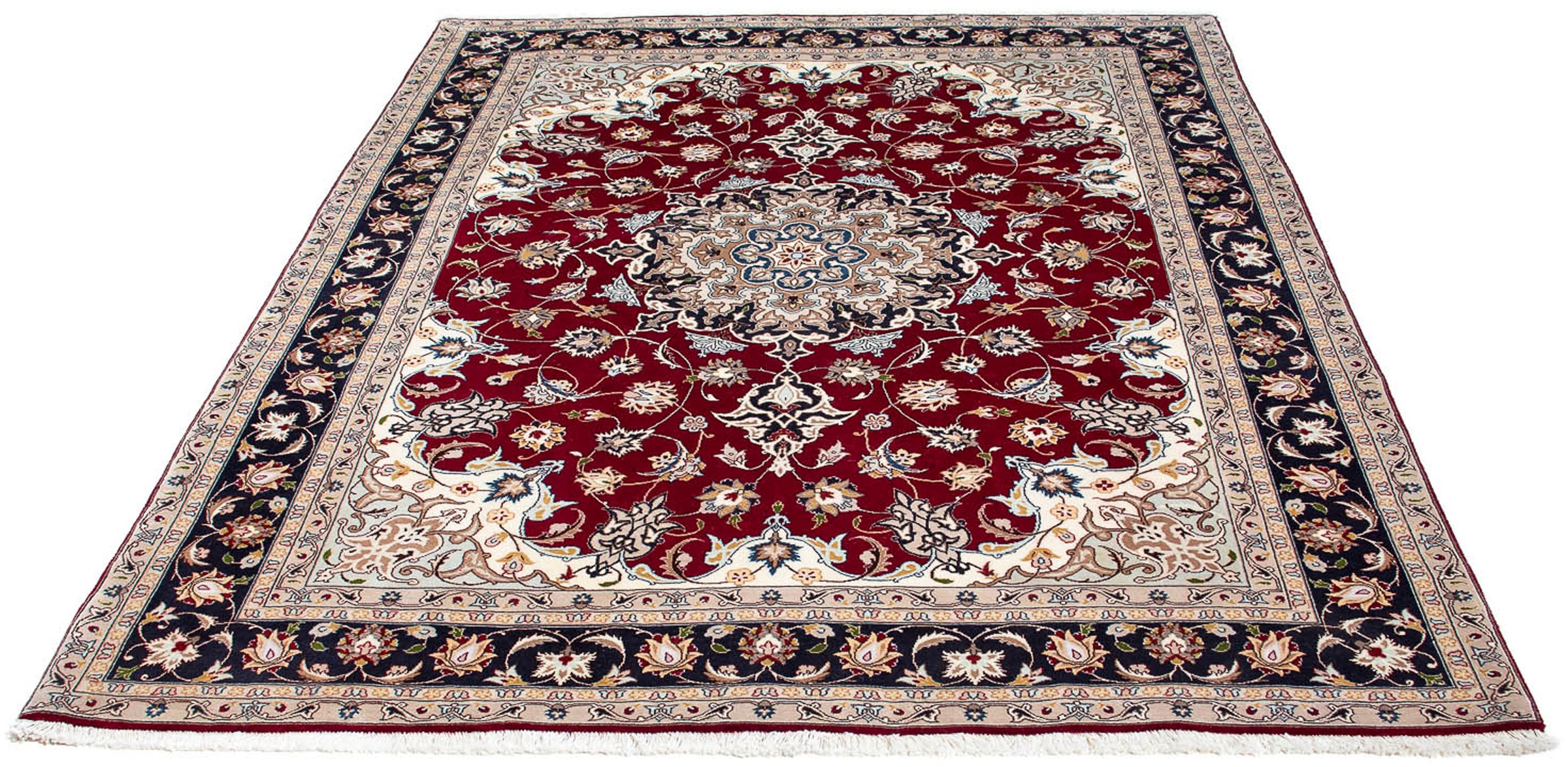 Image of morgenland Orientteppich »Perser - Täbriz - Royal - 195 x 153 cm - dunkelrot«, rechteckig, 7 mm Höhe, Wohnzimmer, Handgeknüpft, Einzelstück mit Zertifikat bei Ackermann Versand Schweiz