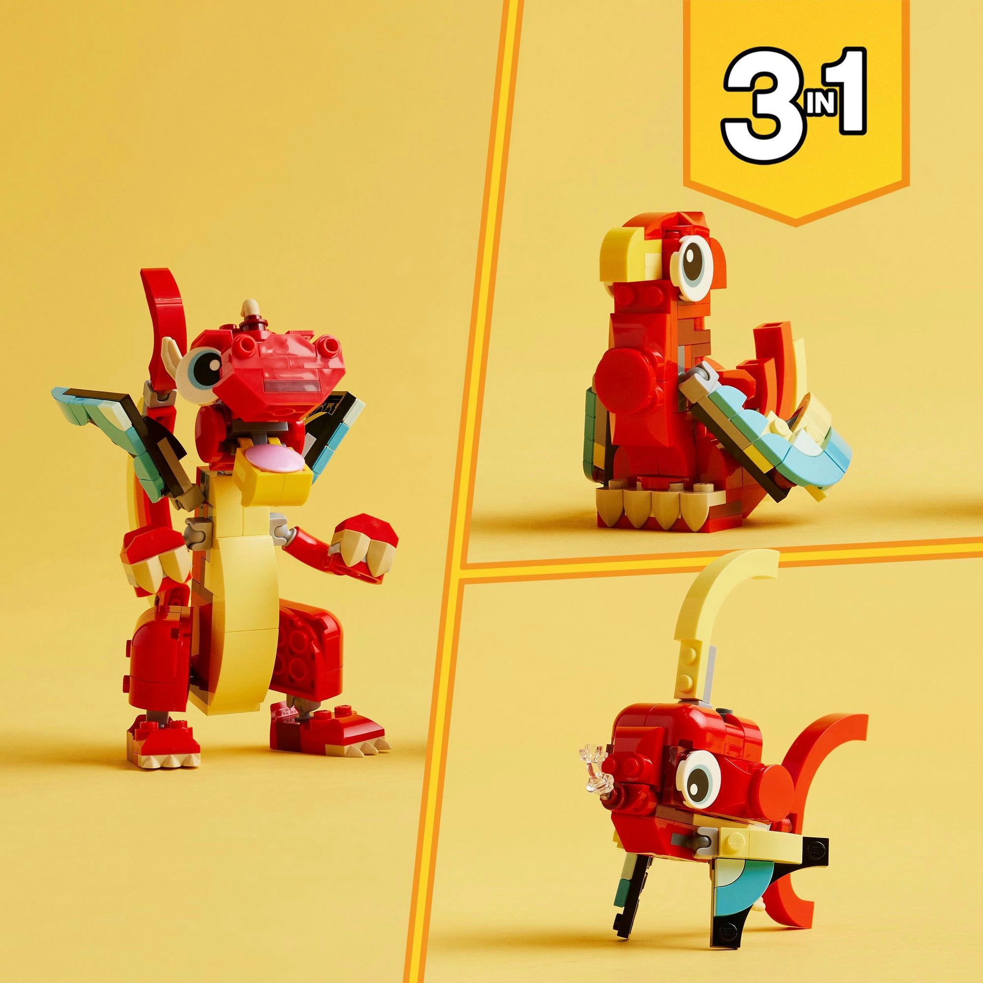 LEGO® Konstruktionsspielsteine »Roter Drache (31145), LEGO Creator 3in1« Made in Europe
