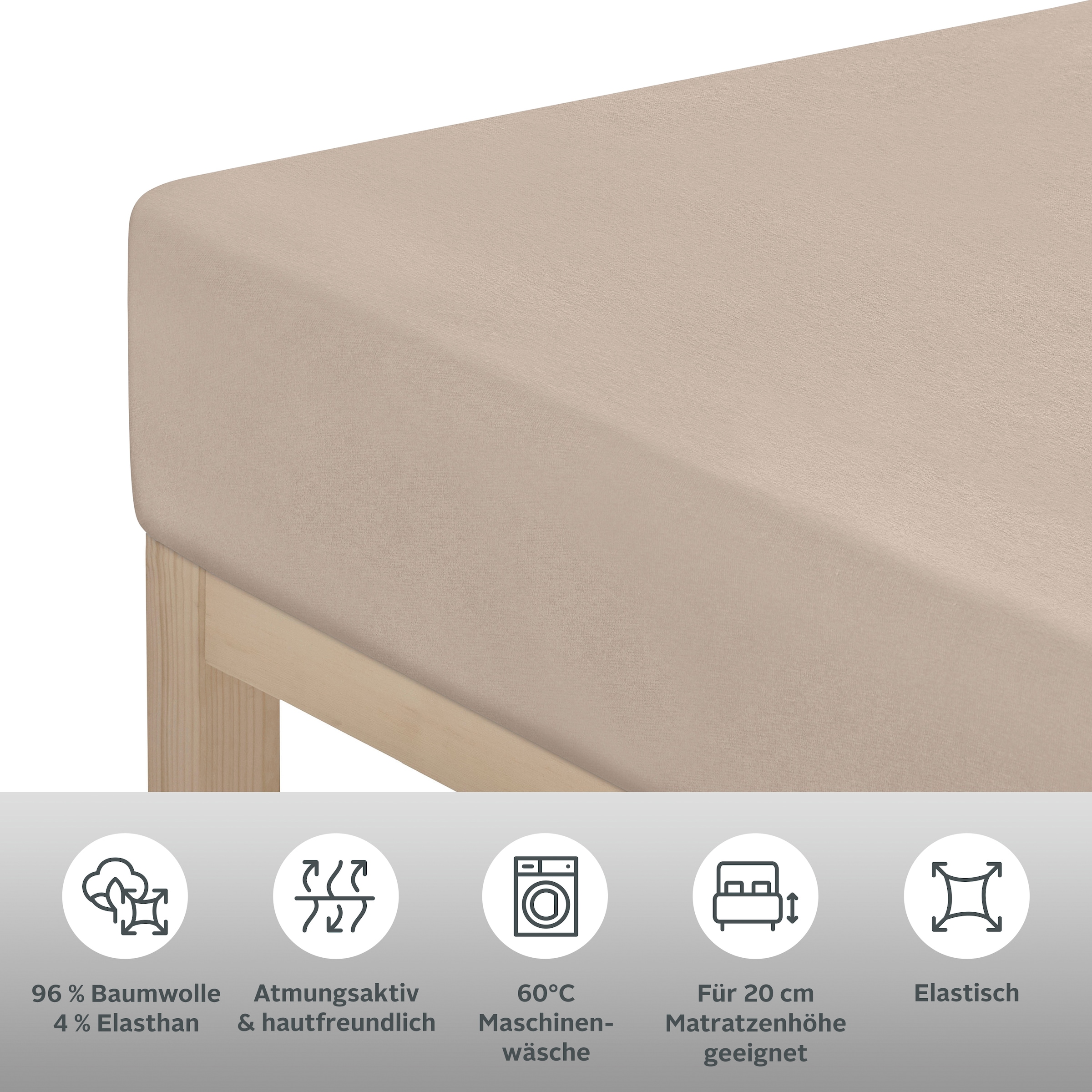 GOODproduct Draps de lit »Cremona PREMIUM Qualität, Baumwolle mit Elasthan 145g/m² und 180g/m²« Jersey Bettlaken ab Grösse 90x200 cm, Strapazierfähig und langlebig