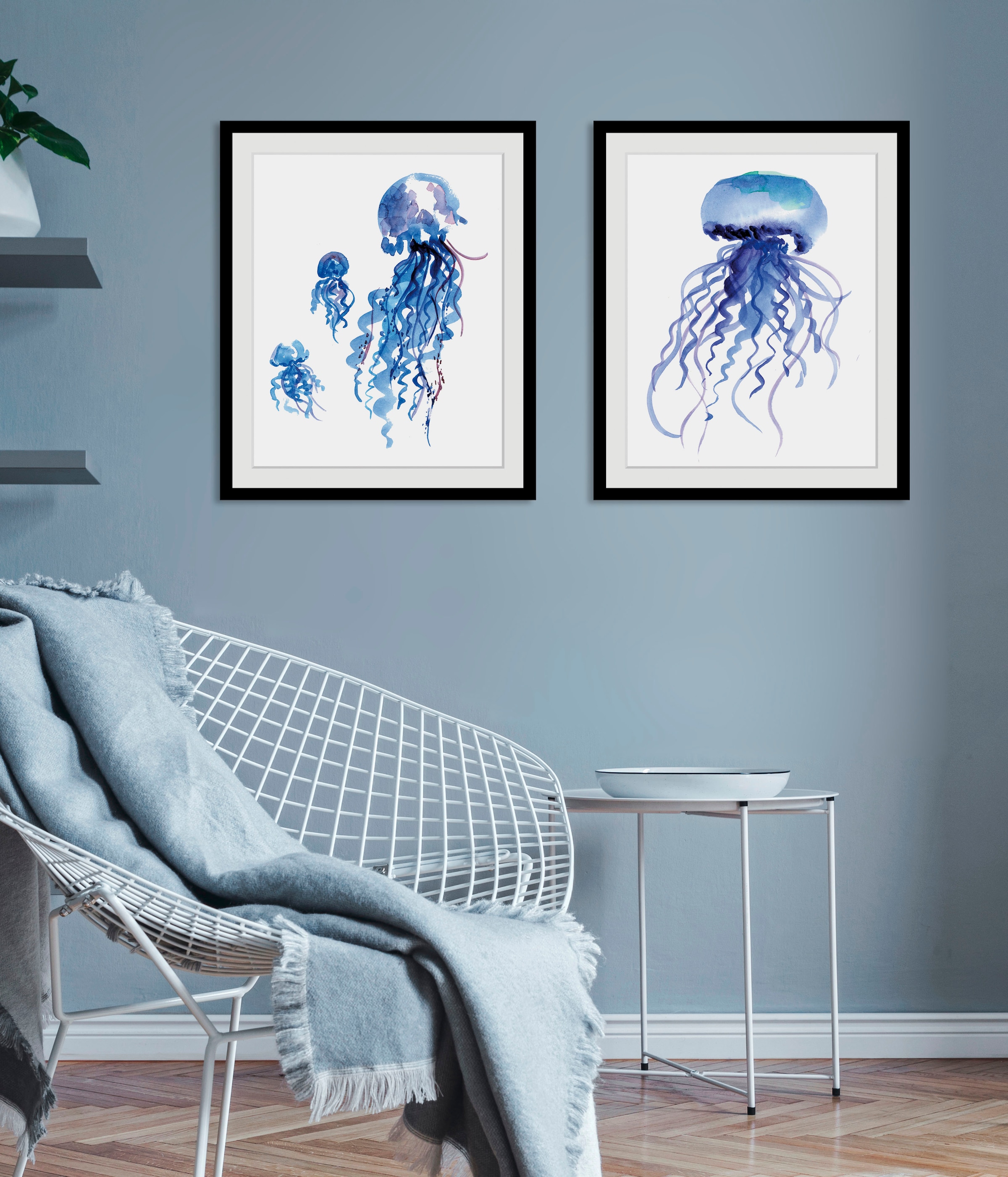 Image of queence Bild "Selim" Kunst Meer Wassertiere 1 Stk. tlg. HD Premium Poster-Druck inkl. Holzrahmen
