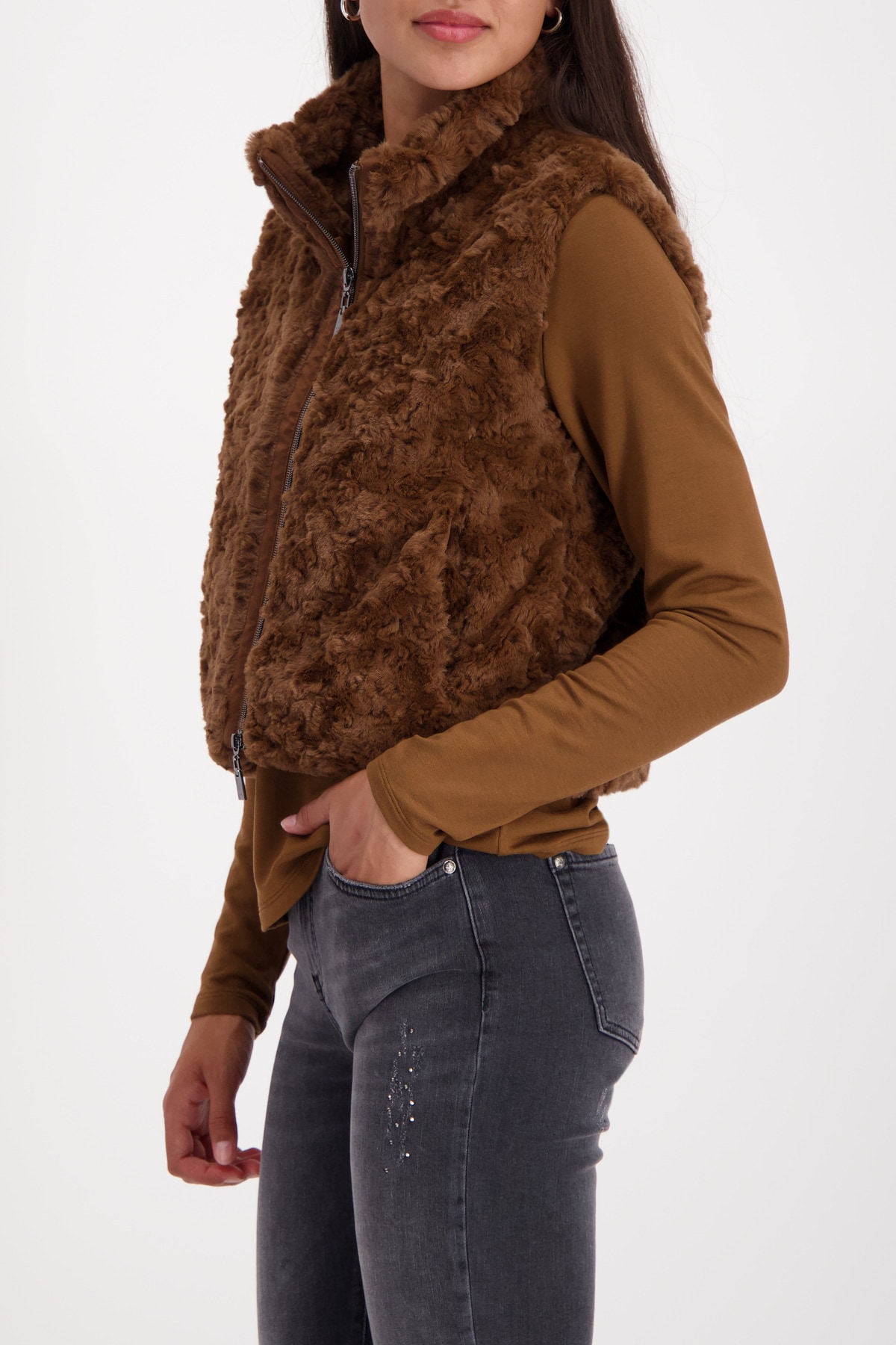 Monari Gilet en imitation fourrure Regular fit mit Stehkragen