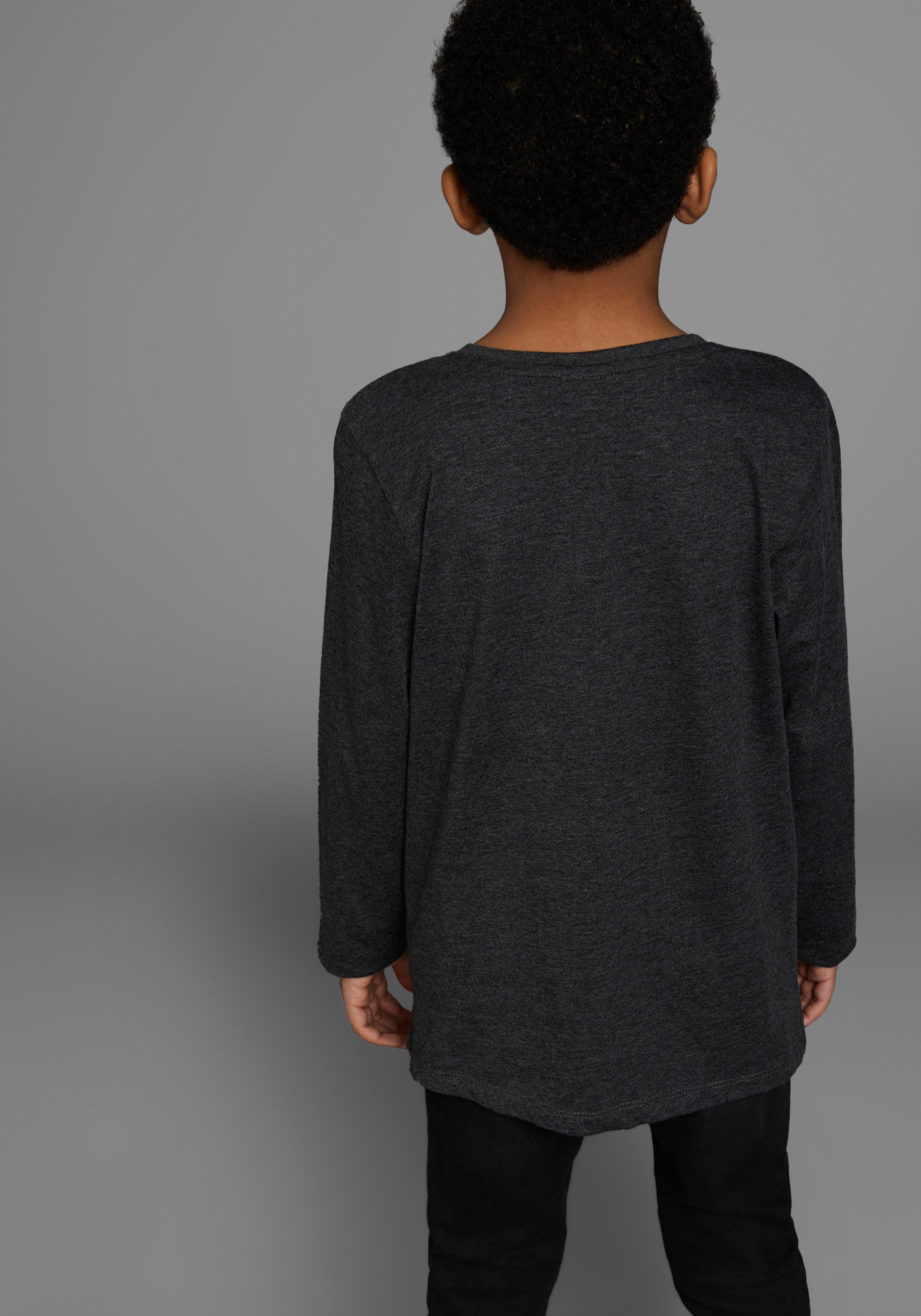KIDSWORLD Langarmshirt »ZU FRÜH, ZU MÜDE, ZU MONTAG«, Langarm, Basic-Passform, mit stylischem Druck, Rundhalsausschnitt