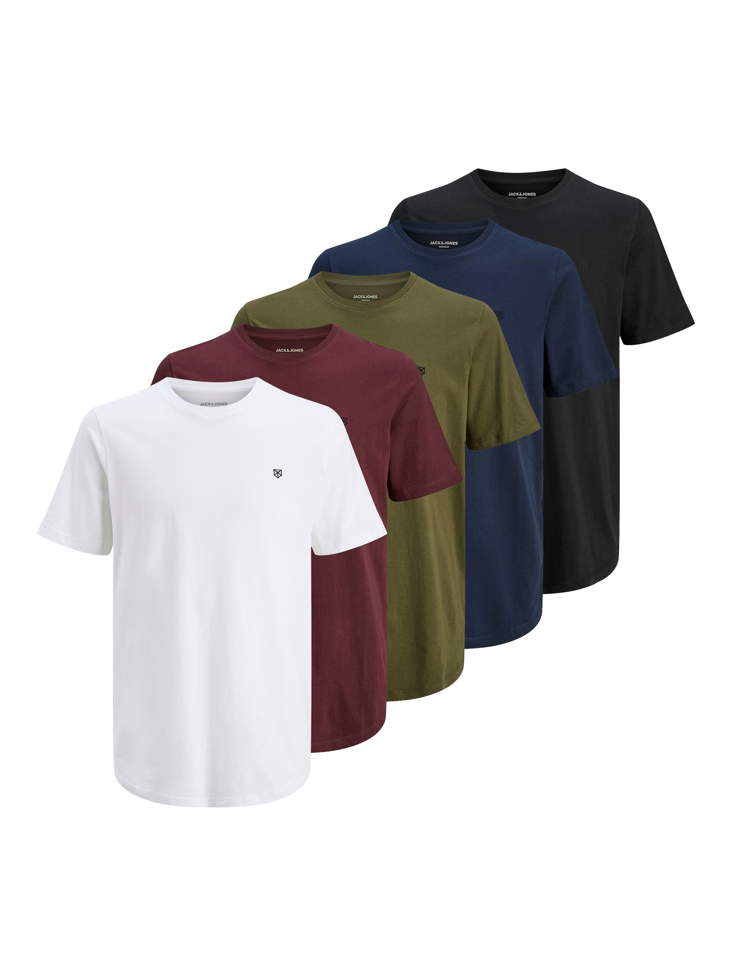 Image of Jack & Jones Rundhalsshirt "JPRBLABRODY im 5er-Pack, mit Logodruck, Rundhals und atmungsaktiv" Packung, 5er-Pack, 5 Stk. Rundhals, normal, Baumwolle