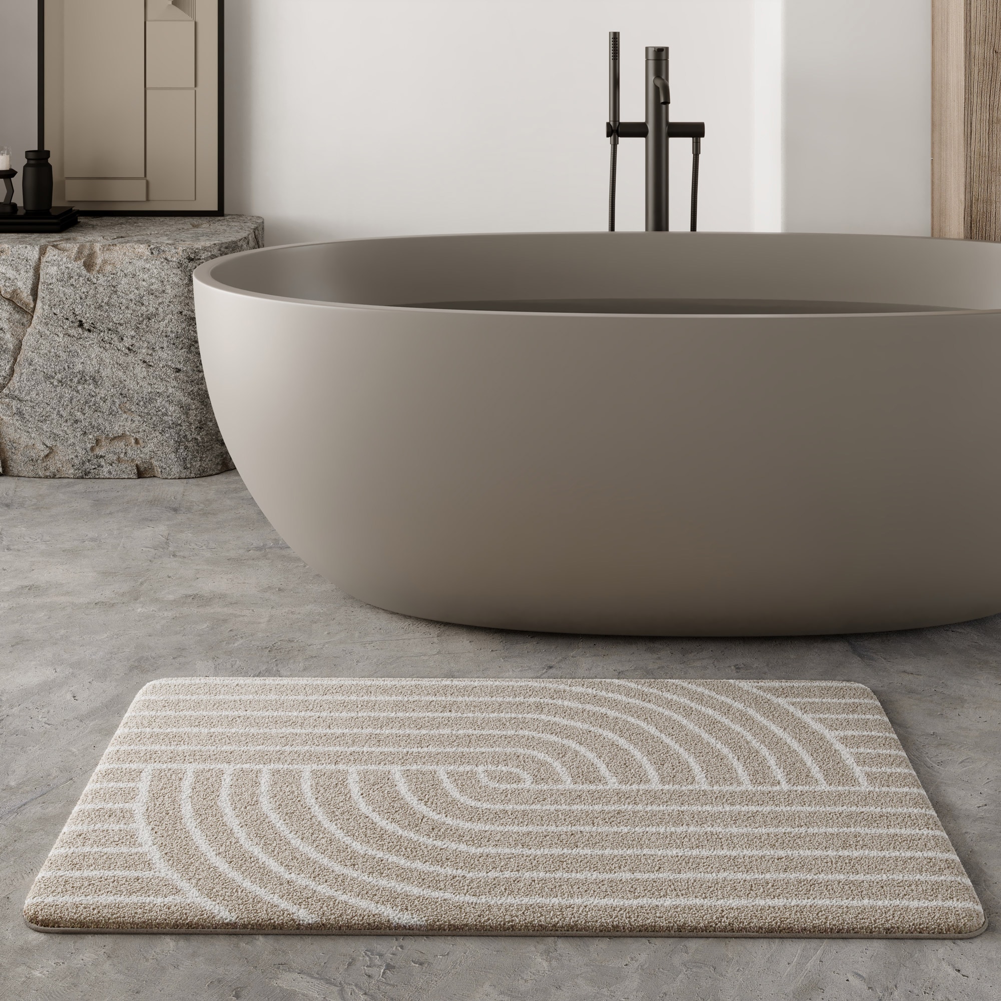 Image of Wecon home Basics Badematte "Hilda" Höhe 15 mm waschbar, rutschfest, strapazierfähig, pflegeleicht mit Retro Muster