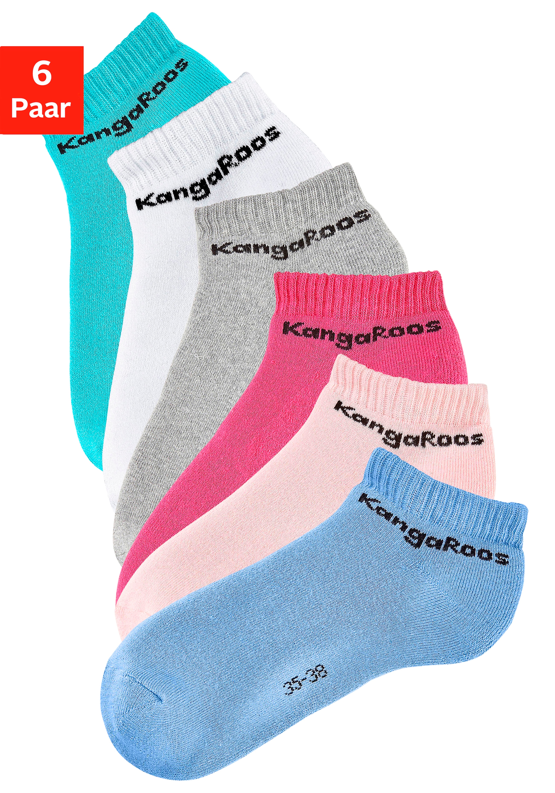 KangaROOS Sneakersocken, (Set, 6 Paar), mit Frottee innen