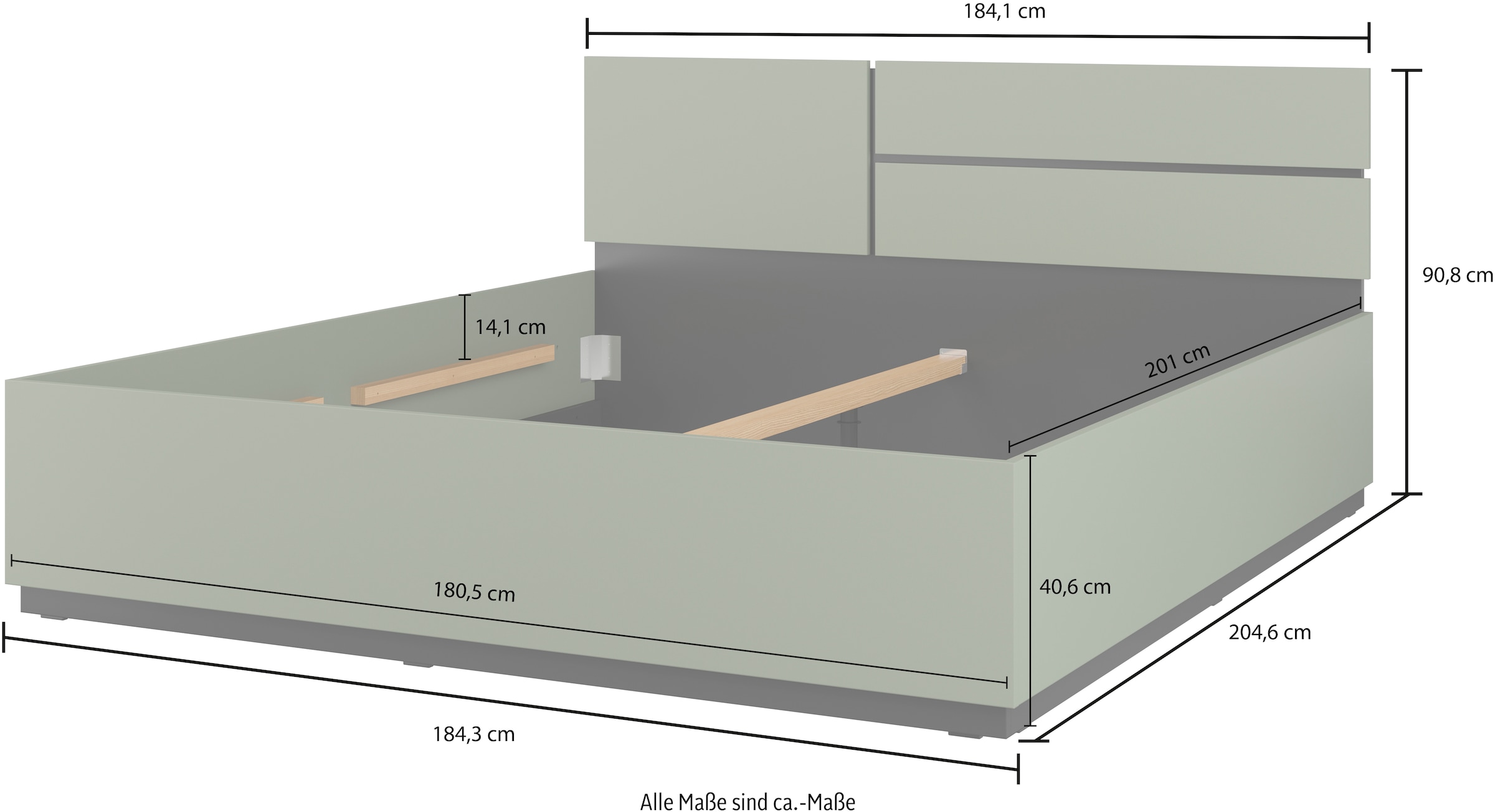 Home affaire Schlafzimmer-Set »Cross, moderne, grifflose Optik, FSC-zertifiziert«, (4 tlg., Bett 180x200cm, 2 Nachtkommoden, Schrank 2-oder 4-türig), Komplettschlafzimmer-Set