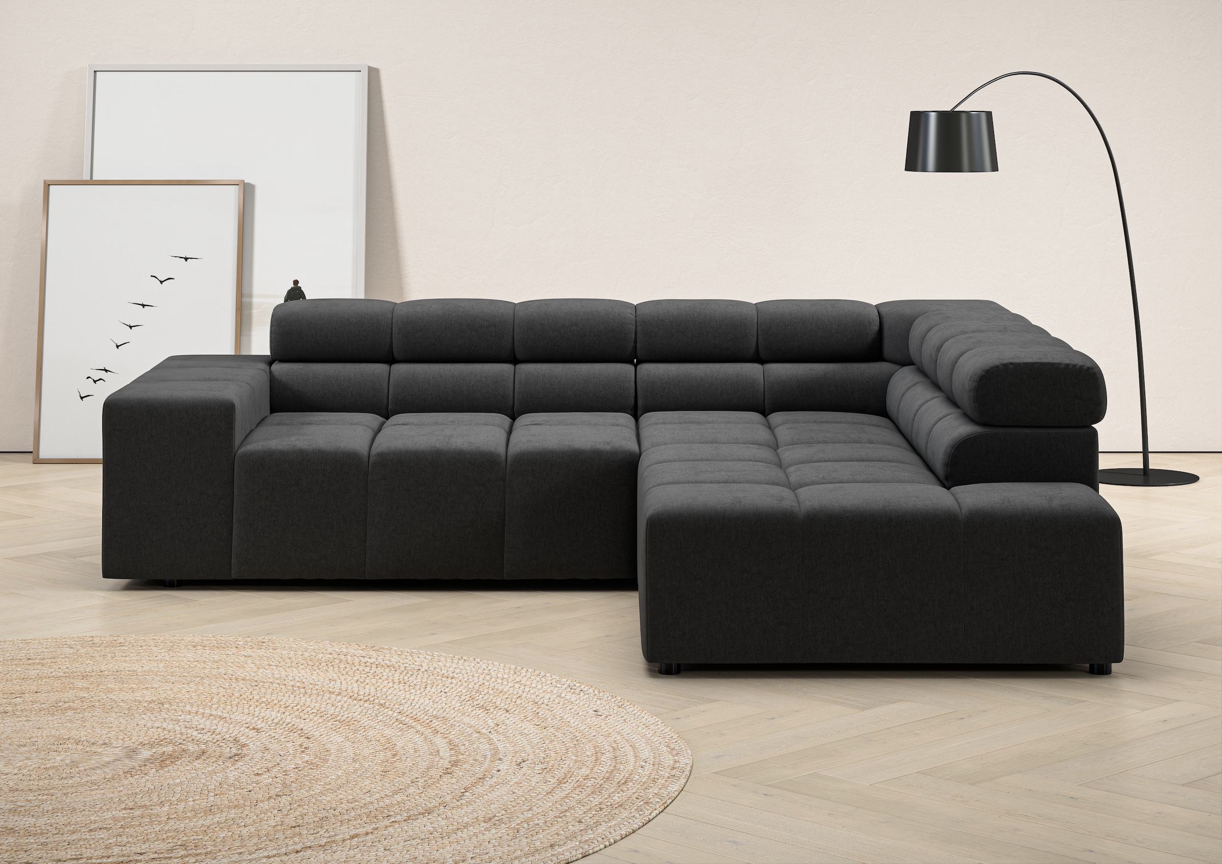 Image of Home affaire Ecksofa "Ancona, Ecksofa, incl. Kopfteilverstellung, Breite 249 cm, L-Form" inkl. motorische Sitztiefenverstellung, B/T(H: 249/215/70 cm
