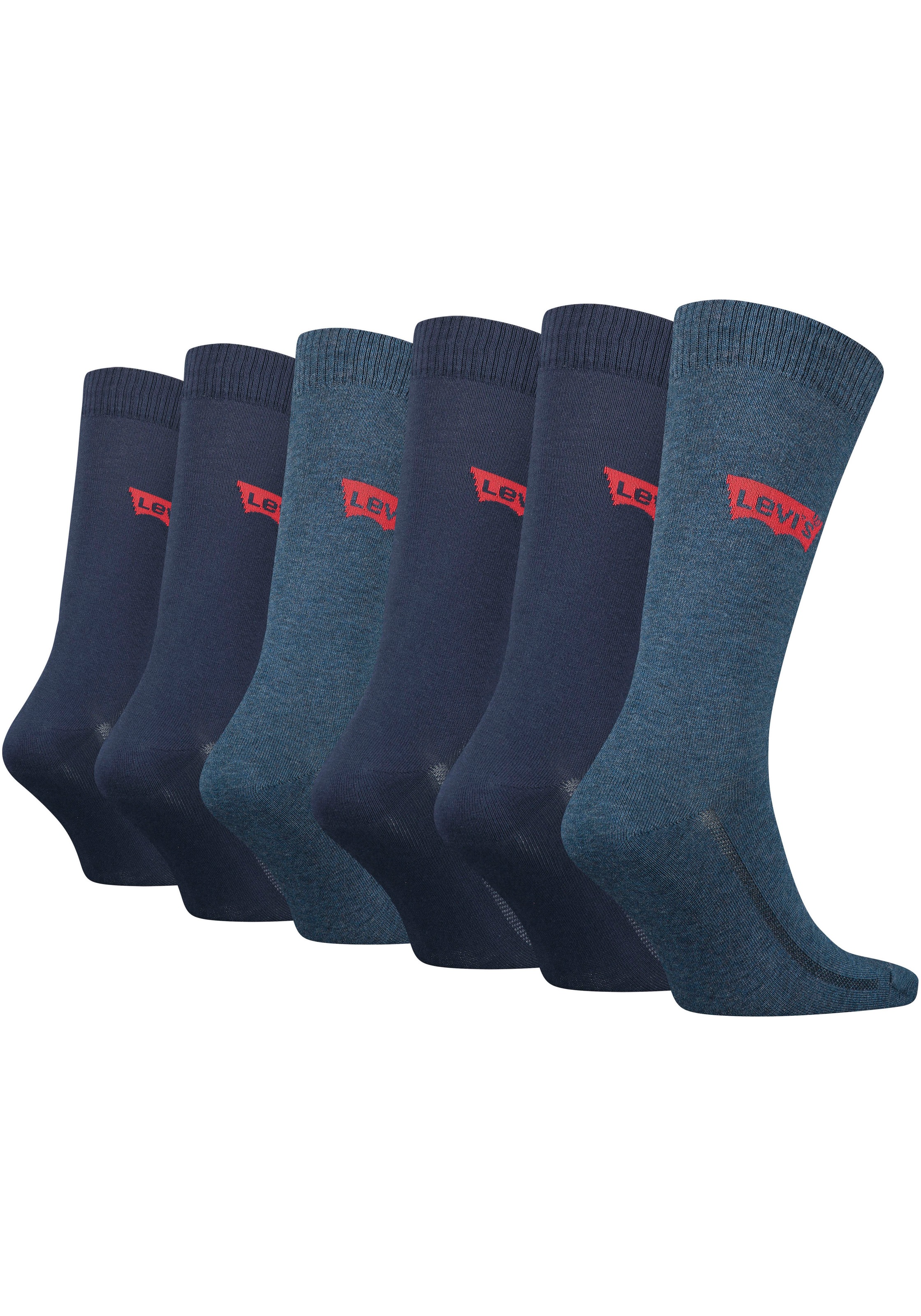 Levi's® Chaussettes »LEVIS REGULAR CUT BATWING LOGO 6P RECYCLED CO ECOM« Paquet, 6 Paar, 6 Couple tlg. mit breitem Logobund