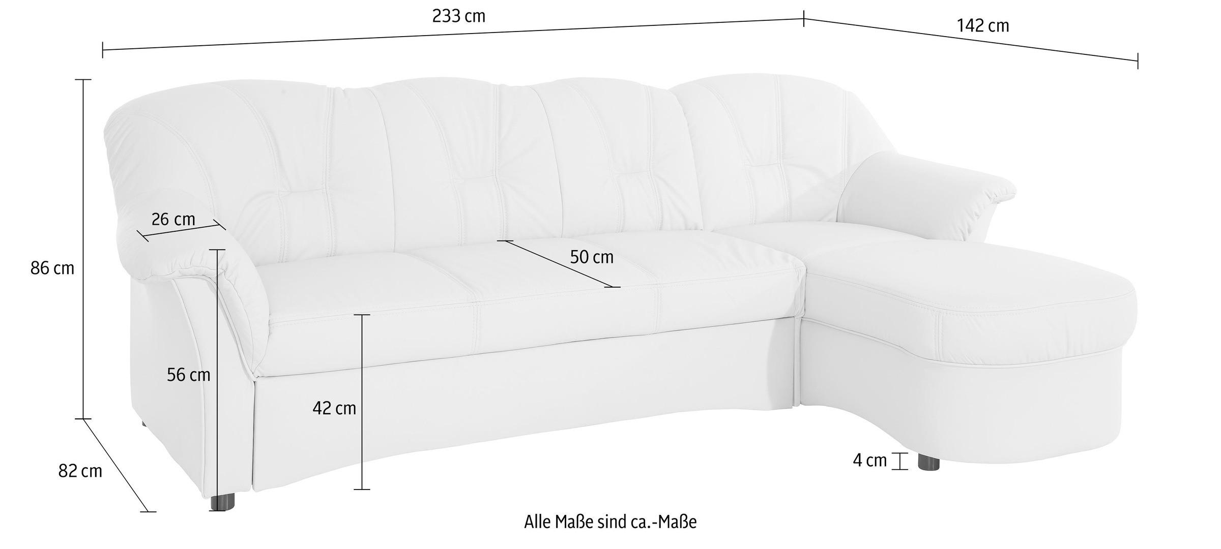 DOMO collection Ecksofa »Flores Schlafsofa, B/T/H: 233/142/86 cm, L-Form«, wahlweise mit Bettfunktion, wahlweise mit Federkern, auch in Leder