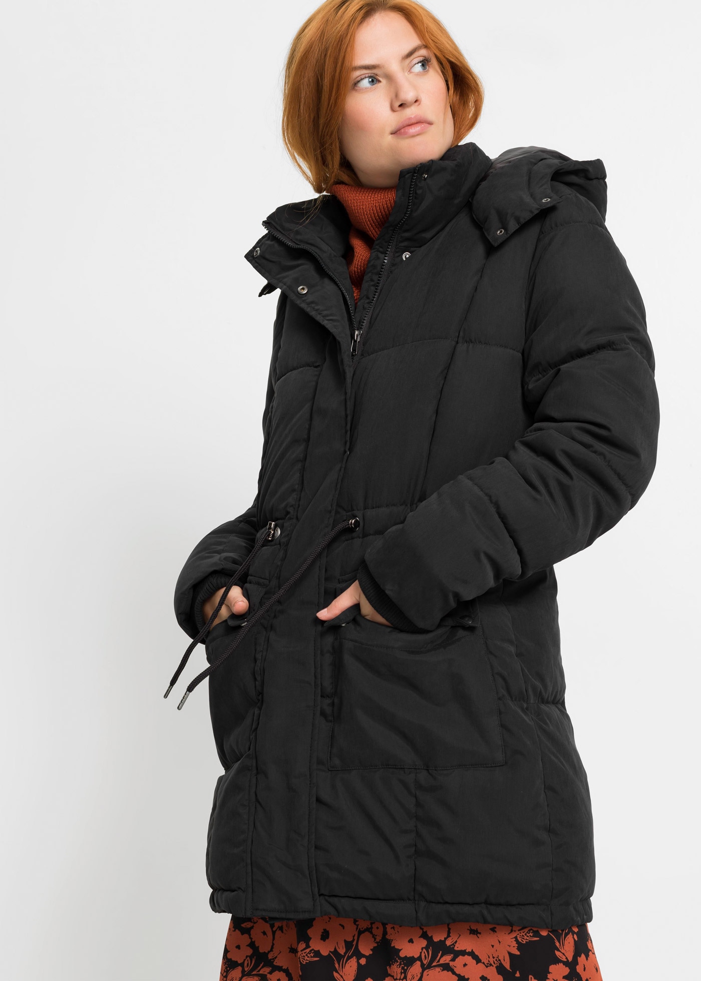 Image of bonprix Winterjacke "Winterjacke mit verstellbarem Taillenbündchen" mit Kapuze mit abnehmbarer Kapuze, mit verstellbarem Taillenbündchen