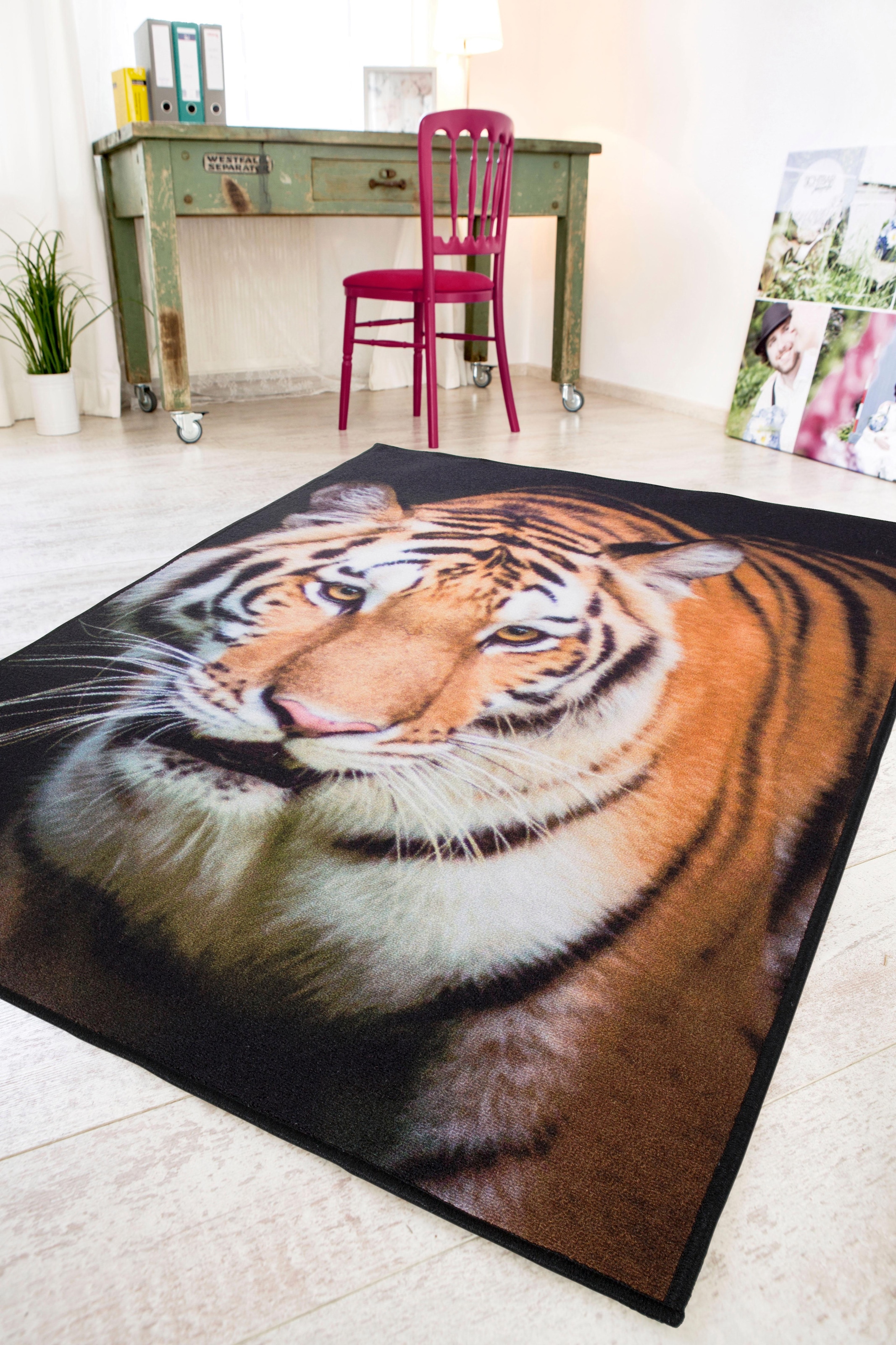 Andiamo Teppich »Tiger«, rechteckig, 4 mm Höhe, bedruckt, Wohnzimmer