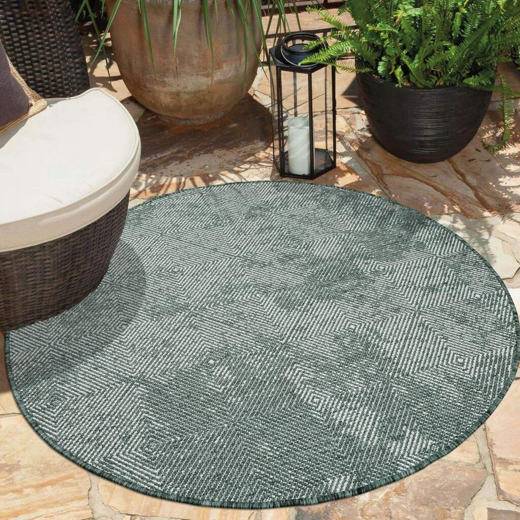 Carpet City Outdoorteppich »DUO RUG 5845« rund 5 mm Höhe Wendeteppich Wetterfest In- & Outdoor, Balkon, Terrasse, Wohnzimmer