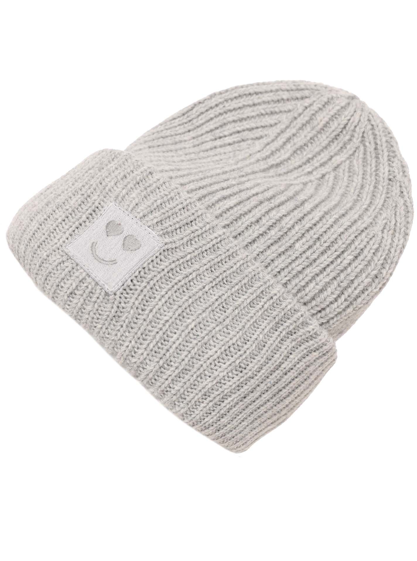 Zwillingsherz Strickmütze »Smile« Grobstrick, Smile Patch