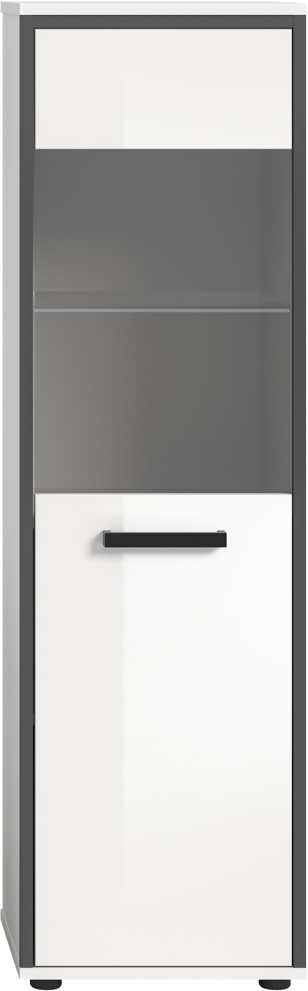 welltime Midischrank »KAJO, hochglanz Front, 1 Glastür, 1 Glas Einlegeboden, 4 Fächer« 1 Stk. tlg. Badschrank, Midischrank, Bad, Badezimmer