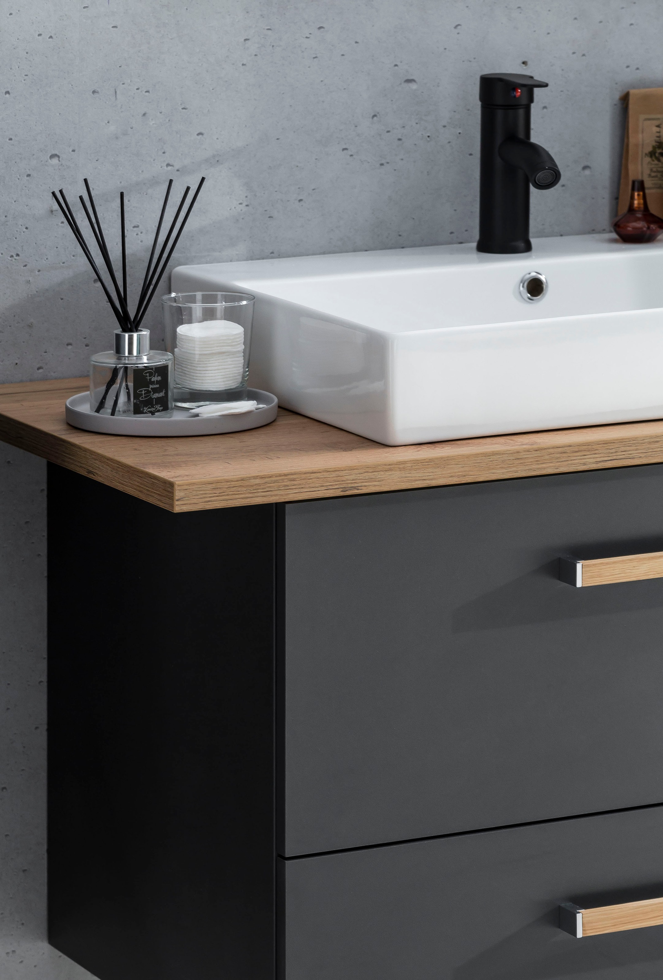 SCHILDMEYER Waschtisch »Duo«, BxH: 165,2 x 61,5 cm, Sanitärkeramik, 2 Becken - schwarz