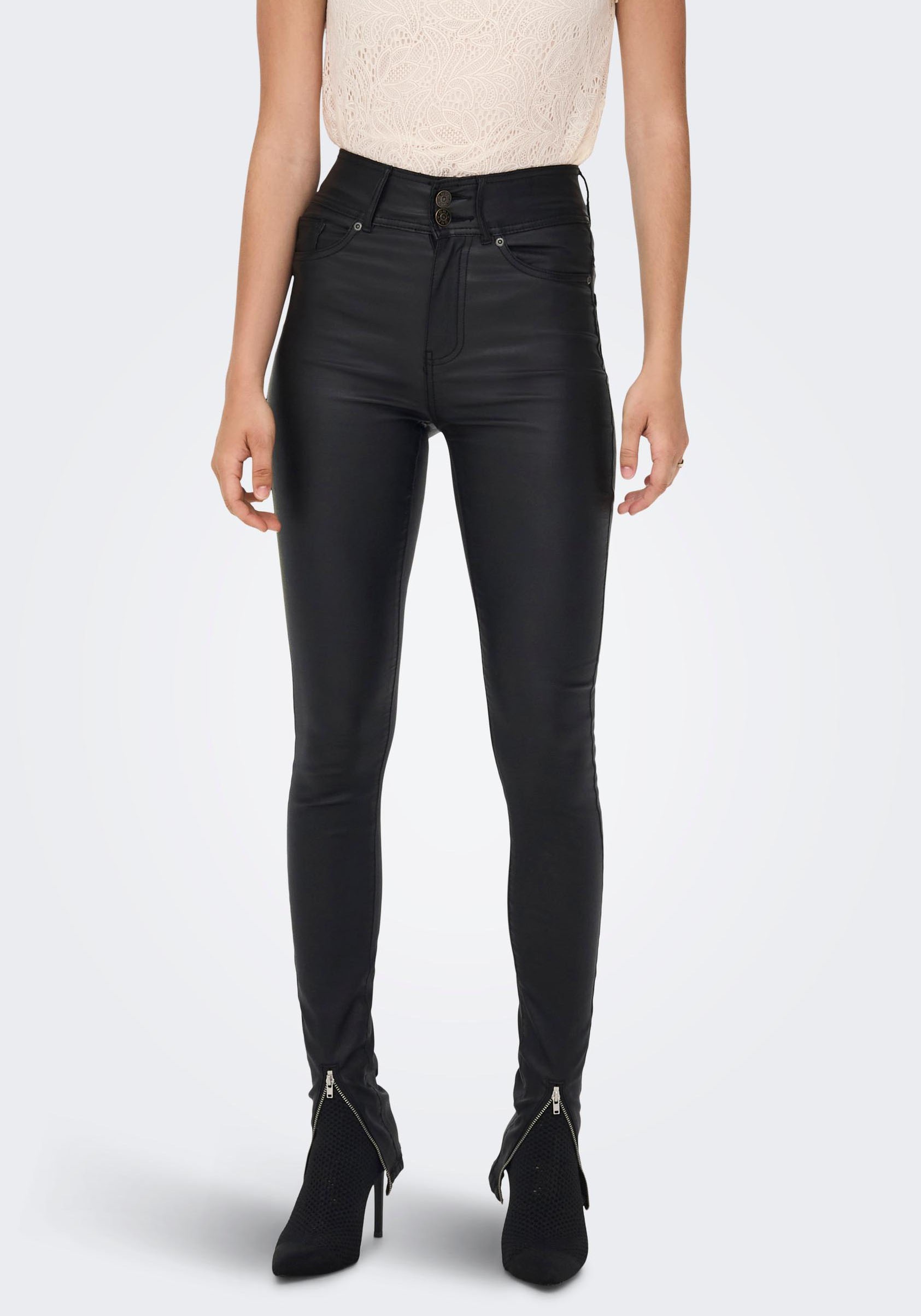ONLY Lederimitathose »ONLPALMER-NYA HW ZIP SK COATED CC PNT« kaufen
