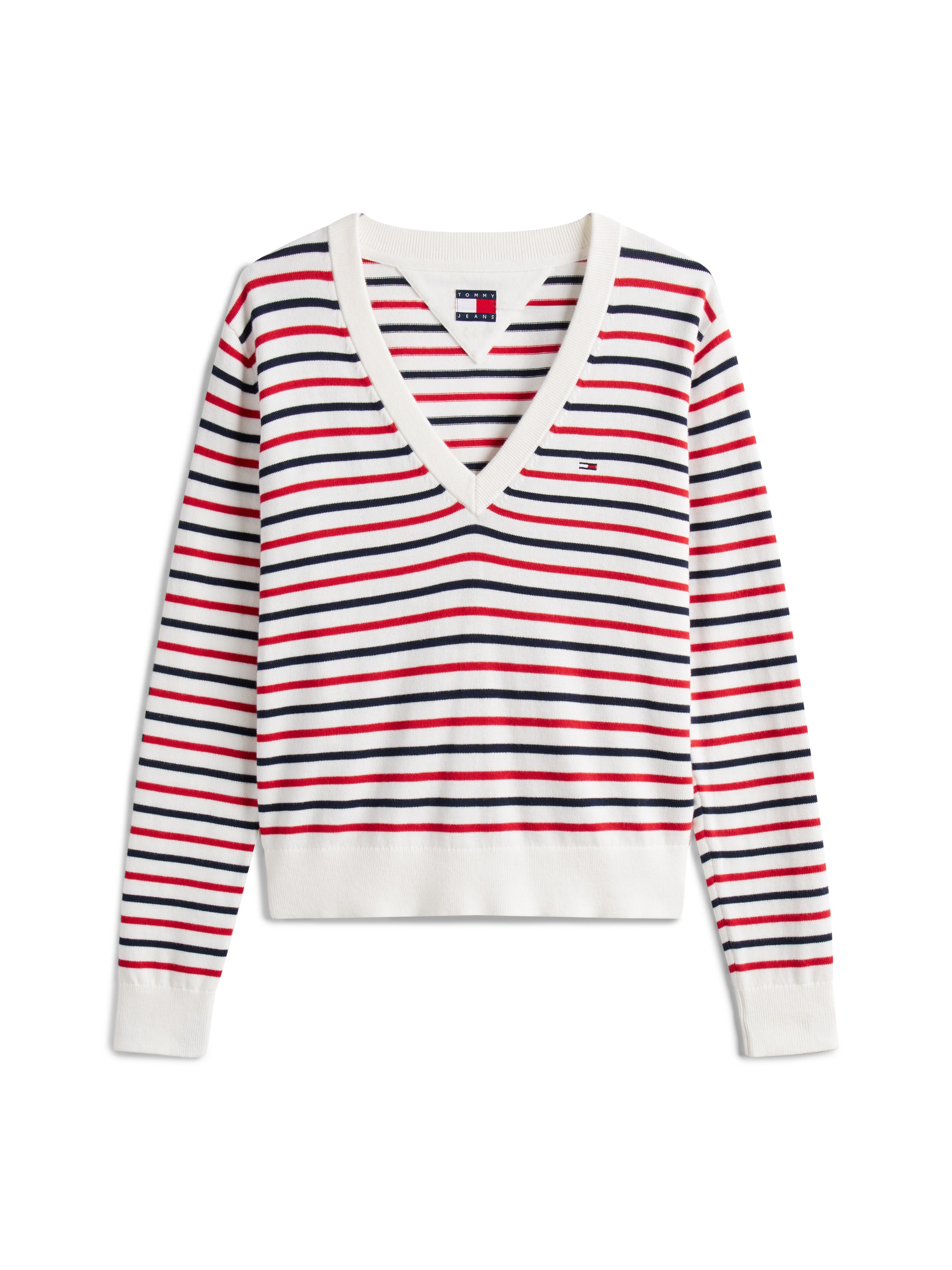 Tommy Jeans V-Ausschnitt-Pullover »TJW ESSENTIAL VNECK SWEATER EXT«, mit Logostickerei