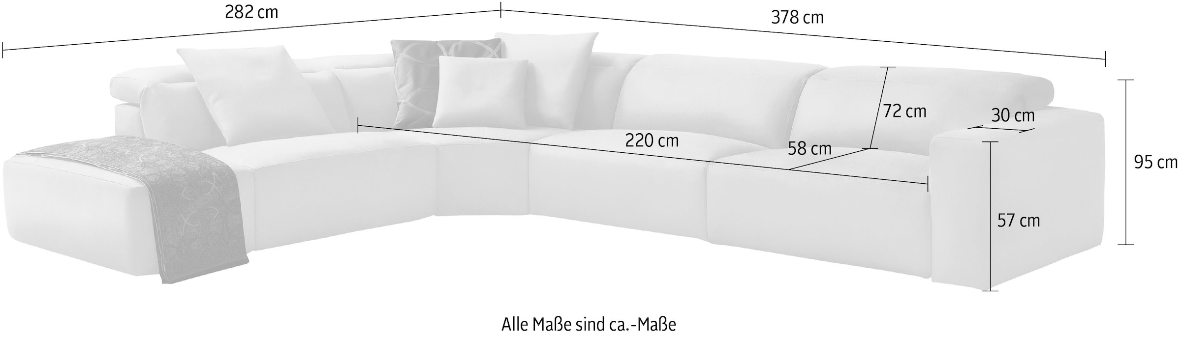 Egoitaliano Ecksofa »Beverly, extravangantes Designsofa mit erstklassigem Sitzkomfort«, wahlweise mit elektrischer Relaxfunktion, Kopfteilverstellung