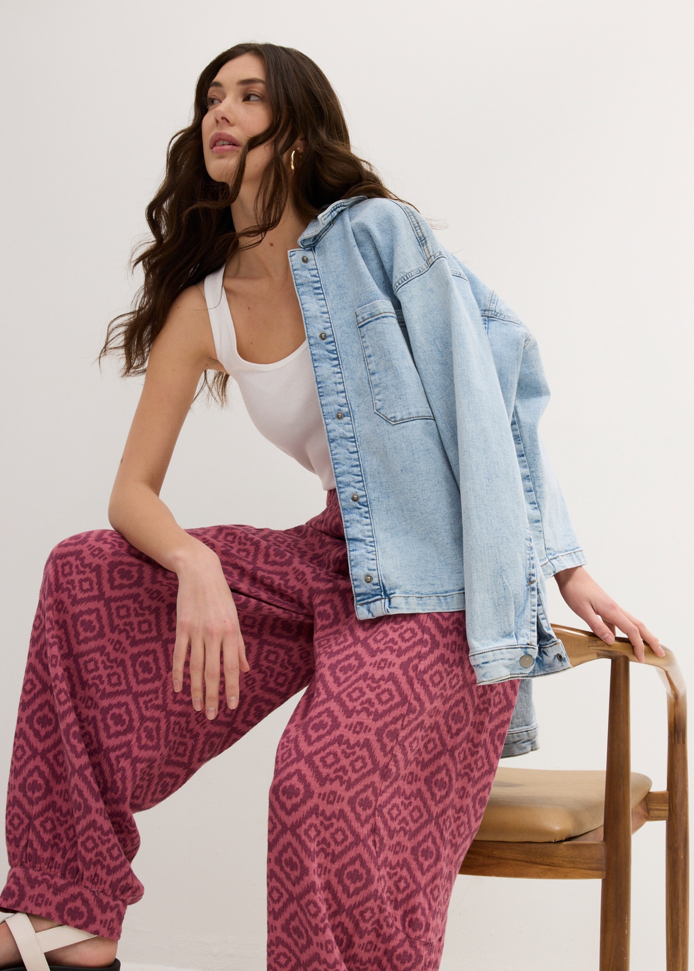 bonprix Pumphose  Loose Fit, weites Bein, aus reiner Baumwolle