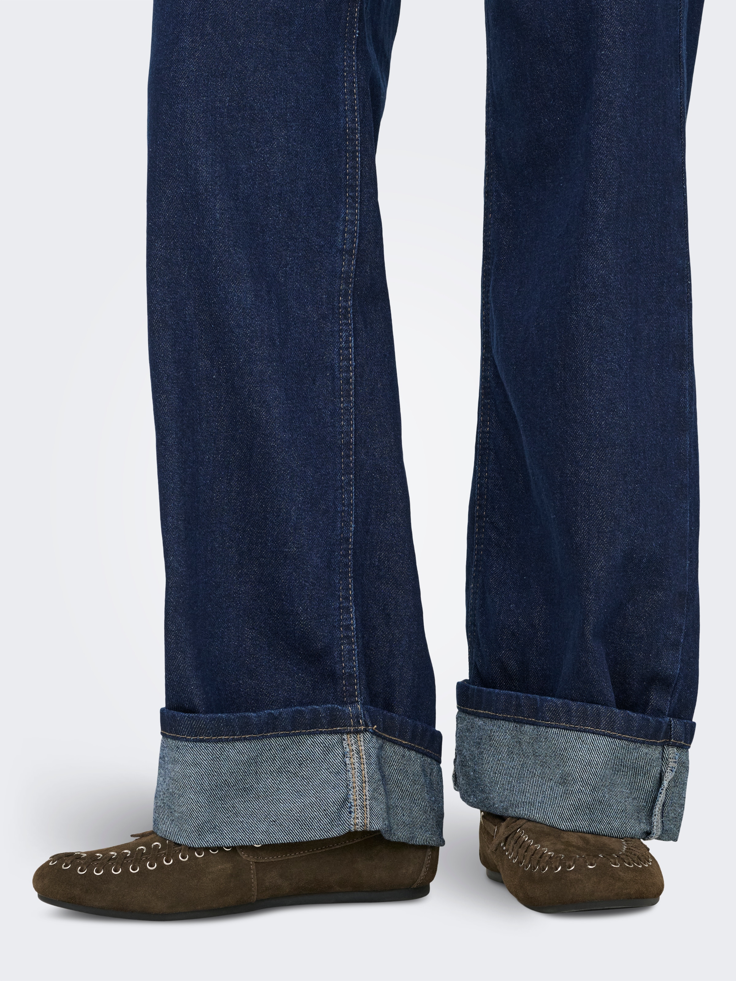 ONLY Jeans large »ONLELLA MW WIDE FOLDUP DNM TAI988« coton, taille régulière, coupe large
