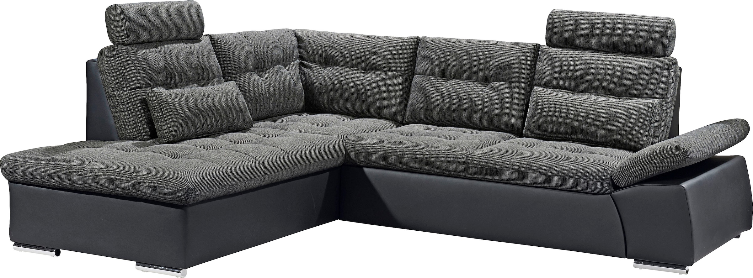 ED EXCITING DESIGN Canapé d'angle »Jakarta L-Form« mit Bettfunktion, Armteilverstellung, Kopfstützen & 2 Nierenkissen