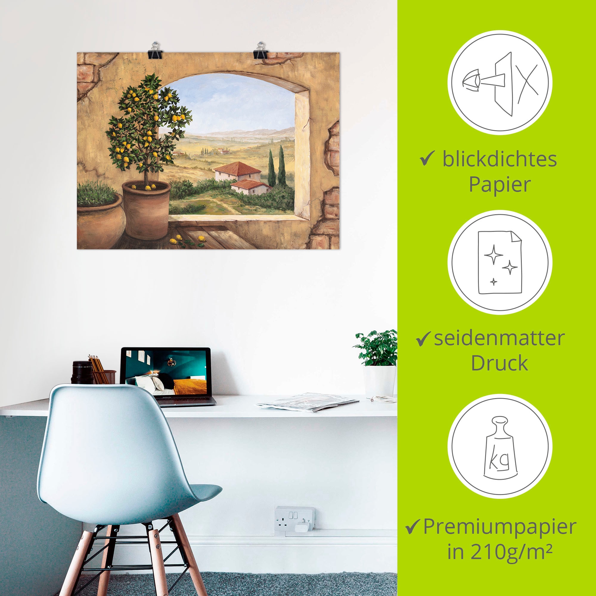 Artland Wandbild »Fenster in der Toskana« Fensterblick 1 Stk. tlg. als Alubild, Leinwandbild, Poster, Wandaufkleber in verschied. Grössen