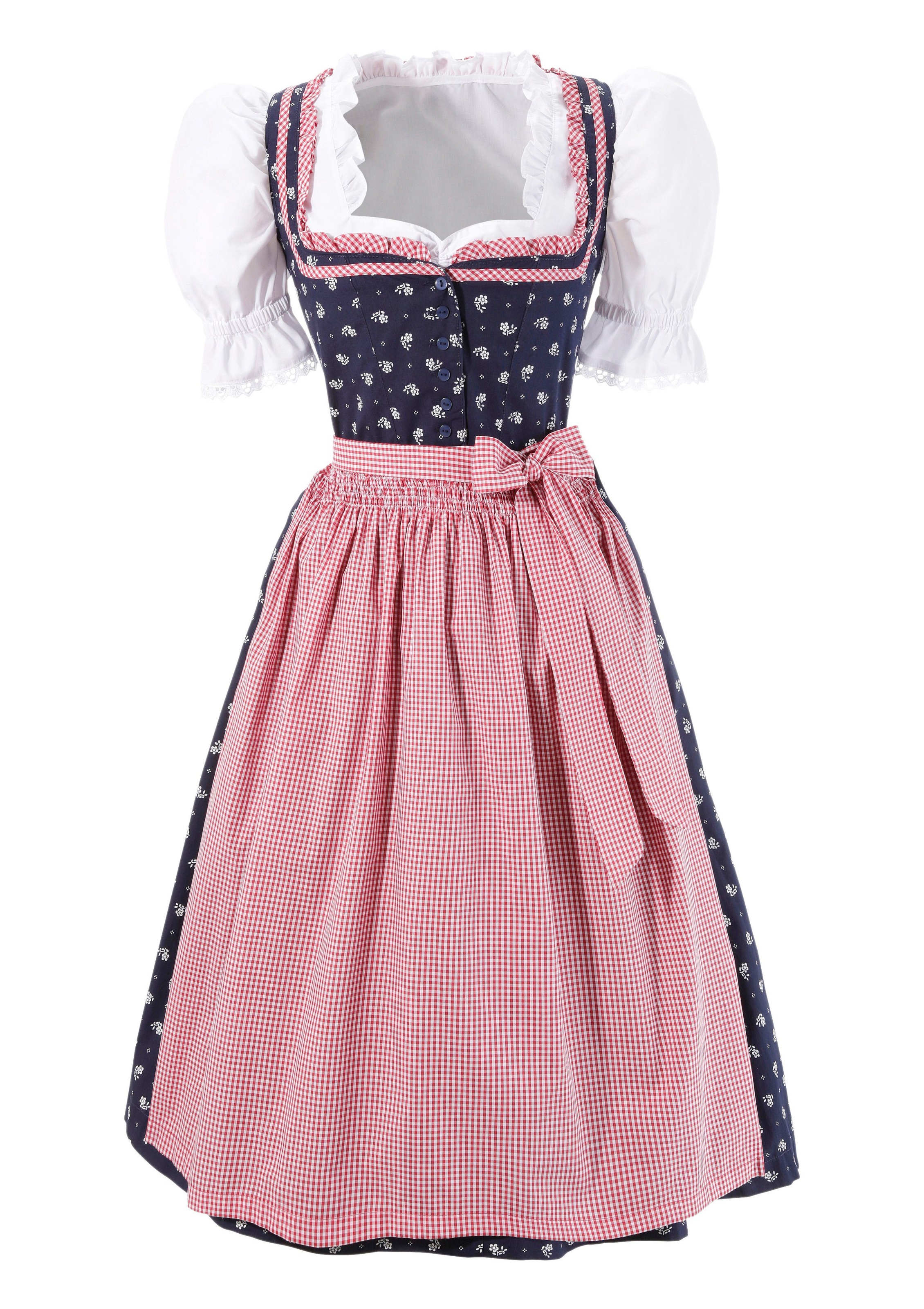 Image of Naber Collection Dirndl, (3 tlg., mit Dirndlbluse), Damen, midi mit Rüschen am Ausschnitt bei Ackermann Versand Schweiz