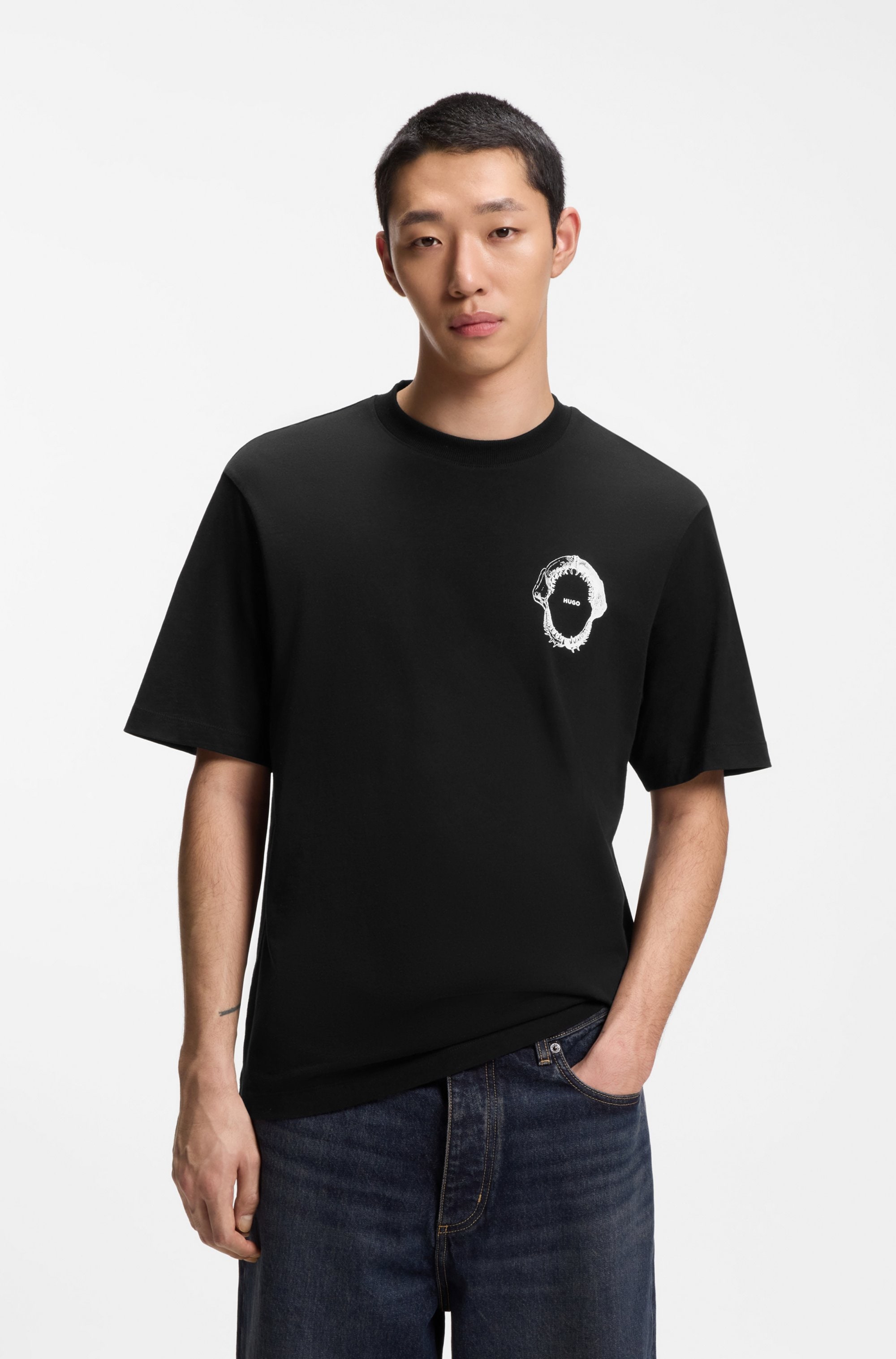 Image of HUGO T-Shirt Regular Fit, Rückdruck, Rundhalsausschnitt
