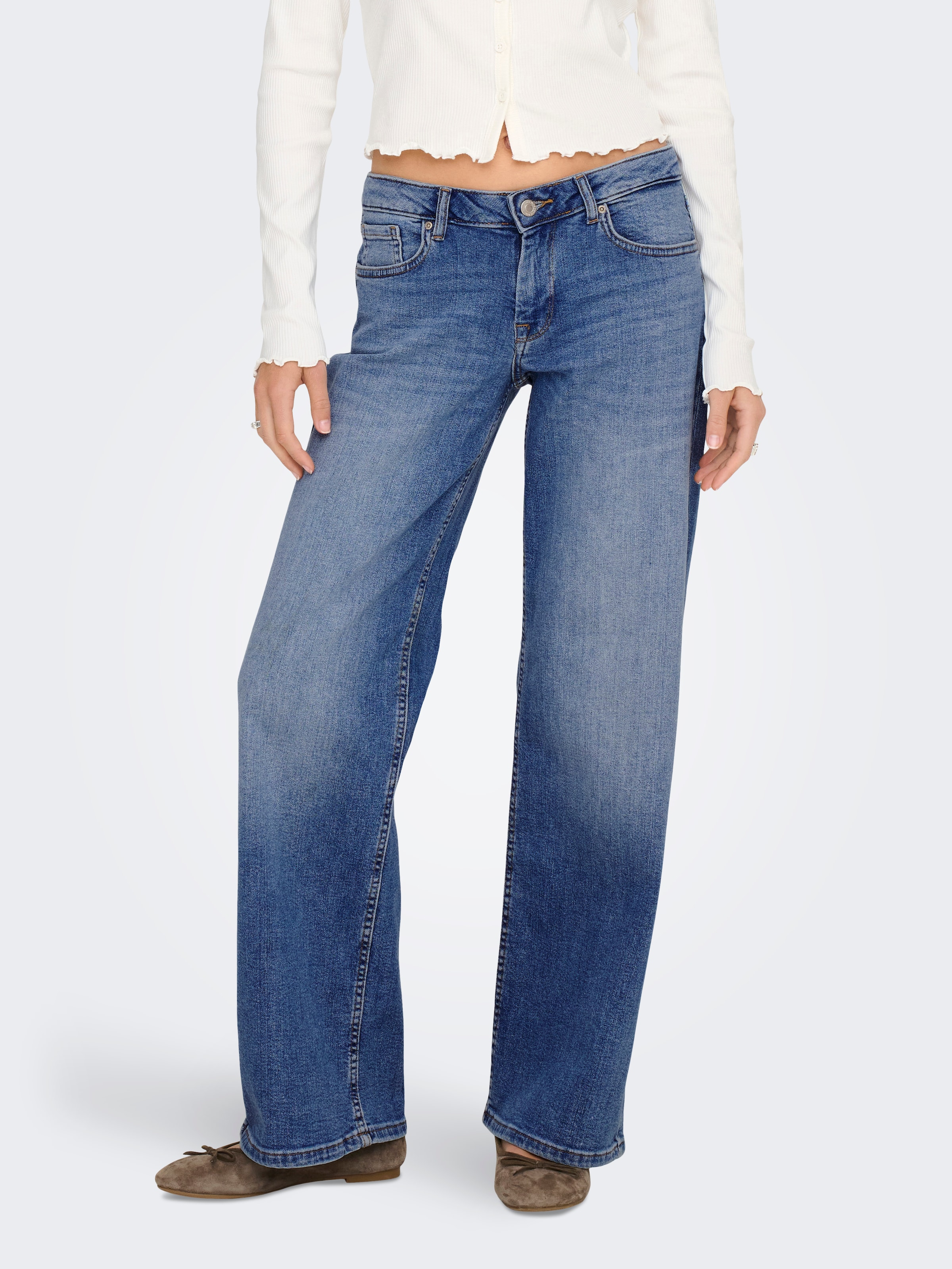 Image of ONLY Weite Jeans "ONLJUDY-O LW WIDE LEG DNM TAI712 NOOS" niedrige Leibhöhe, weite Beinform