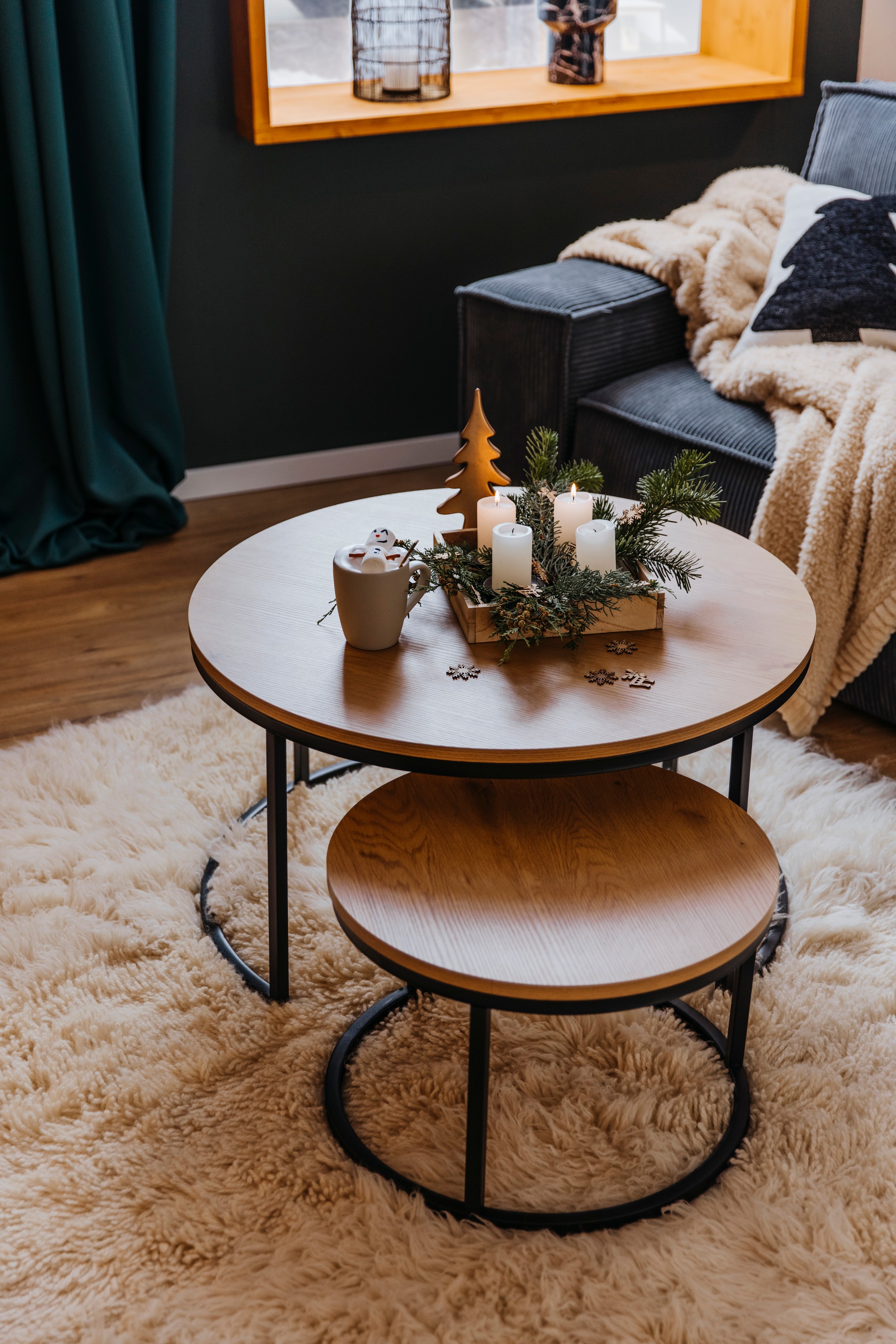 ACTONA GROUP Couchtisch »Spiro 2er Set, rund – modern & stilvoll kombinieren, zeitloses Design« Couchtisch, Beistelltisch, 2 Stk. tlg. OTTOs Choice Holzoptik, pflegeleicht & robustes Metallgestell