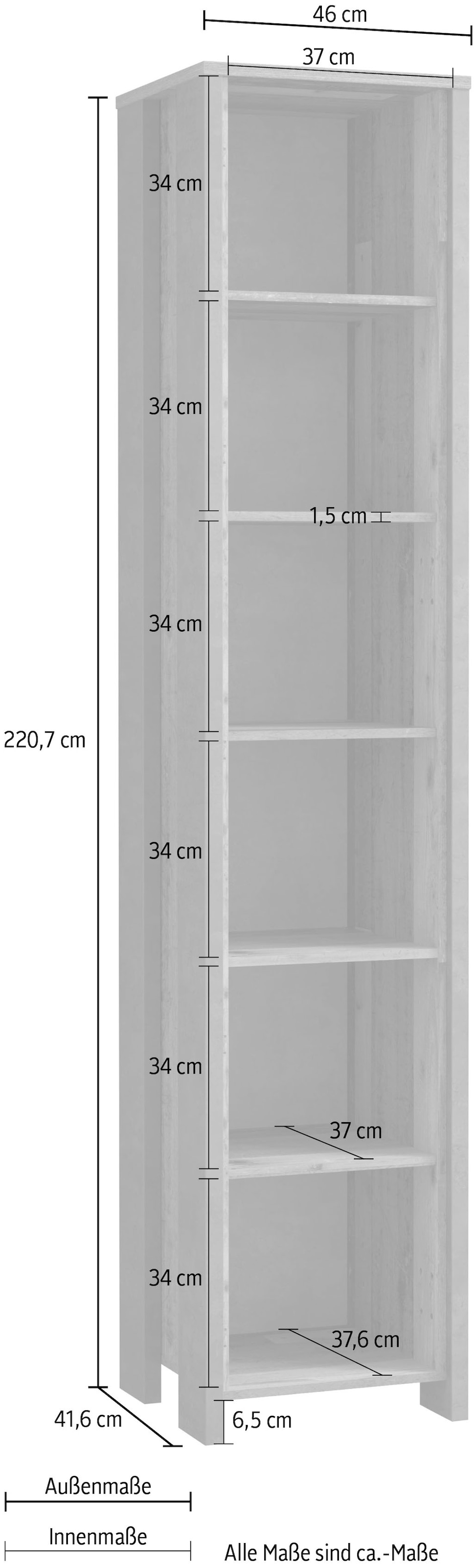 FORTE Aktenregal »Clif« Bücherregal im Industriestil, Höhe 220,7 cm
