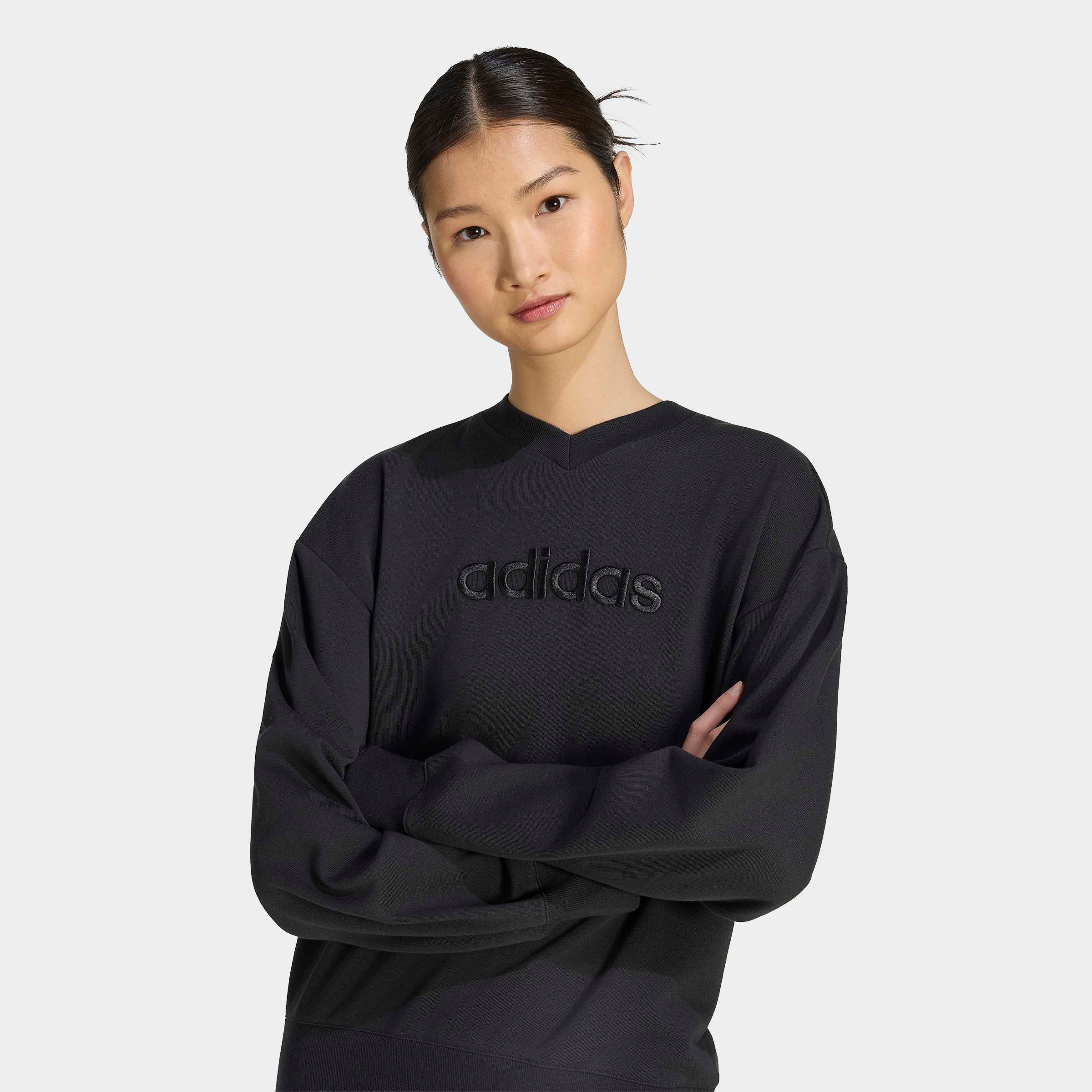 adidas Sportswear Sweat-shirt »SEASONAL ESSENTIALS SATIN-, V-AUSSCHNITT«, avec col en V, sans fermeture, longueur normale
