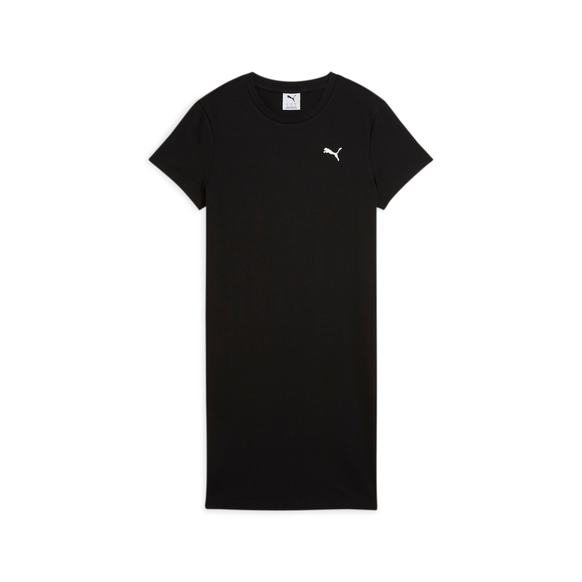 Image of PUMA Sweatrock "ESS ELEVATED BODYCON RIB DRESS" eleganter Ausschnitt, gesticktes Cat Logo