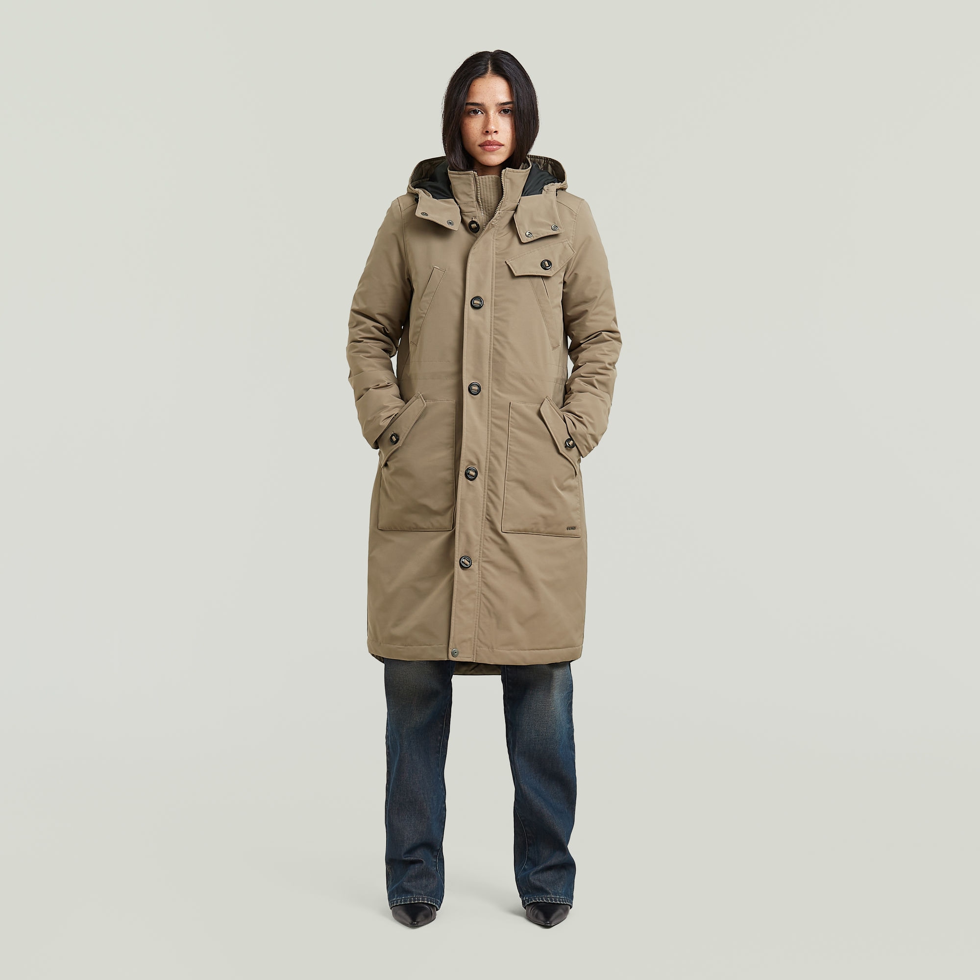 G-STAR Langjacke »Vodan long jkt wmn« mit Kapuze wärmend wattiert, mit verstellbarer Taille