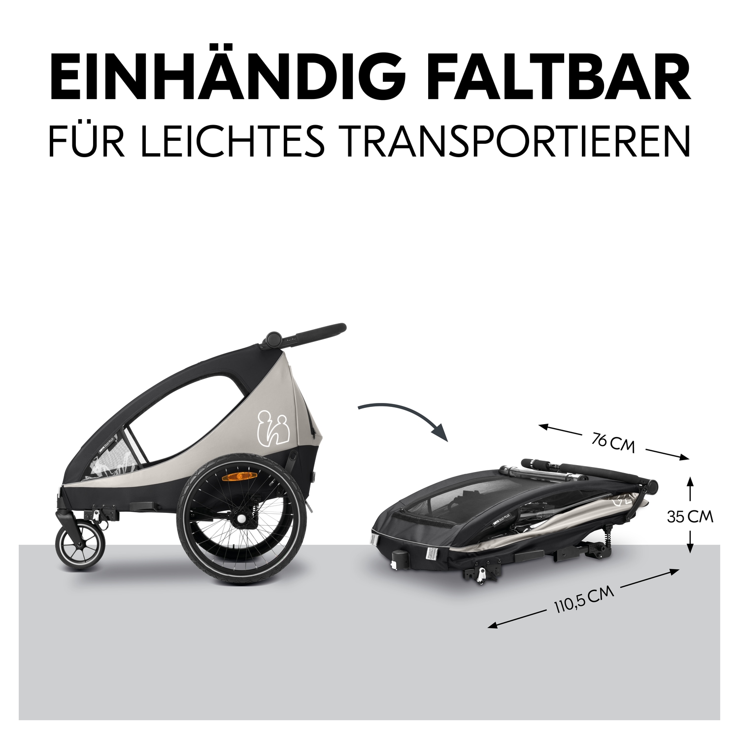 Hauck Fahrradkinderanhänger »2in1 Bike Trailer und Buggy Dryk Duo Plus, black« für 2 Kinder; inklusive Deichsel