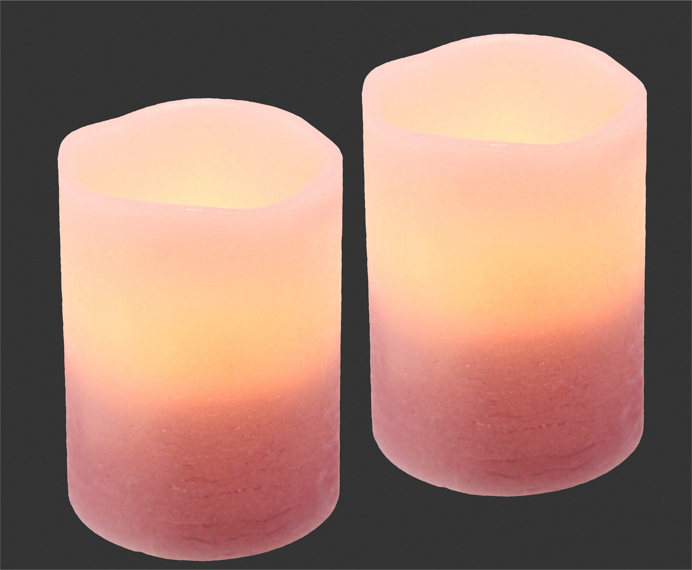 I.GE.A. LED-Kerze »LED-Kerzen Flackernd Warmweiss 2er Set Stumpenkerze Deko Valentinstag«, Romantische Dekoration Rosa Echtwachs romantisch
