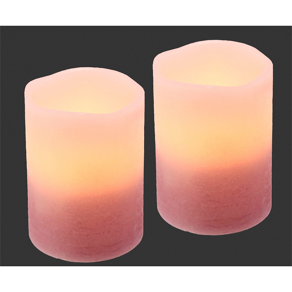 I.GE.A. LED-Kerze »LED-Kerzen Flackernd Warmweiss 2er Set Stumpenkerze Deko Valentinstag«