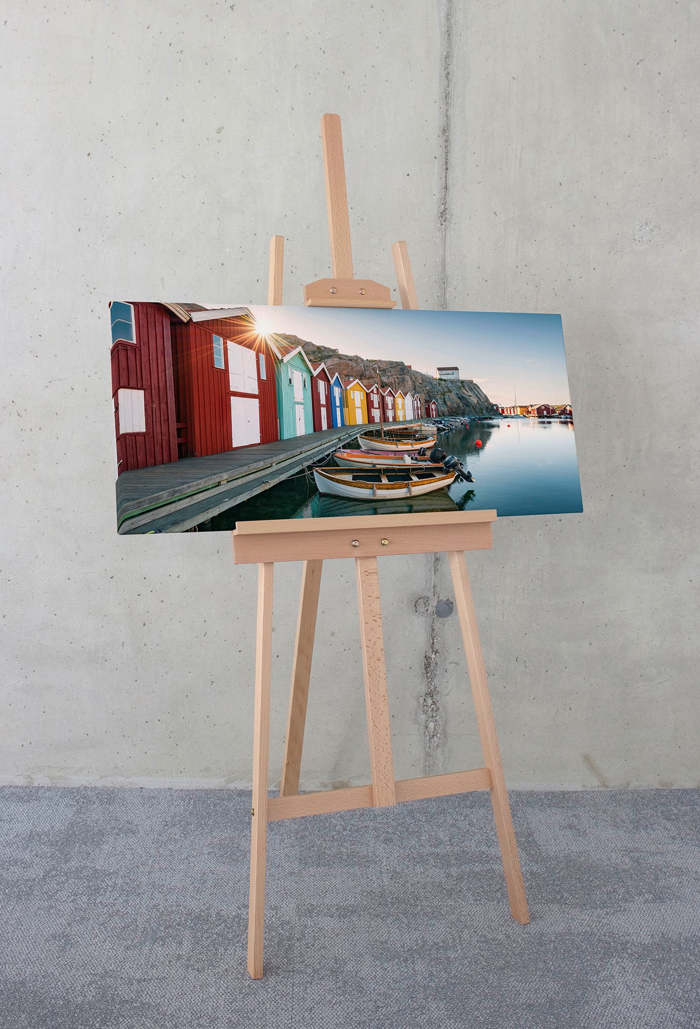 Komar Leinwandbild »Malerische Smögen - Grösse 90 x 40 cm«, Baum-Blätter-Natur-Berge-Blumen-Foto-Jahreszeiten-Landschaft-Meer-Strand-Palmen, (Packung, 1 St.), Keilrahmenbild mi Echtholzrahmen