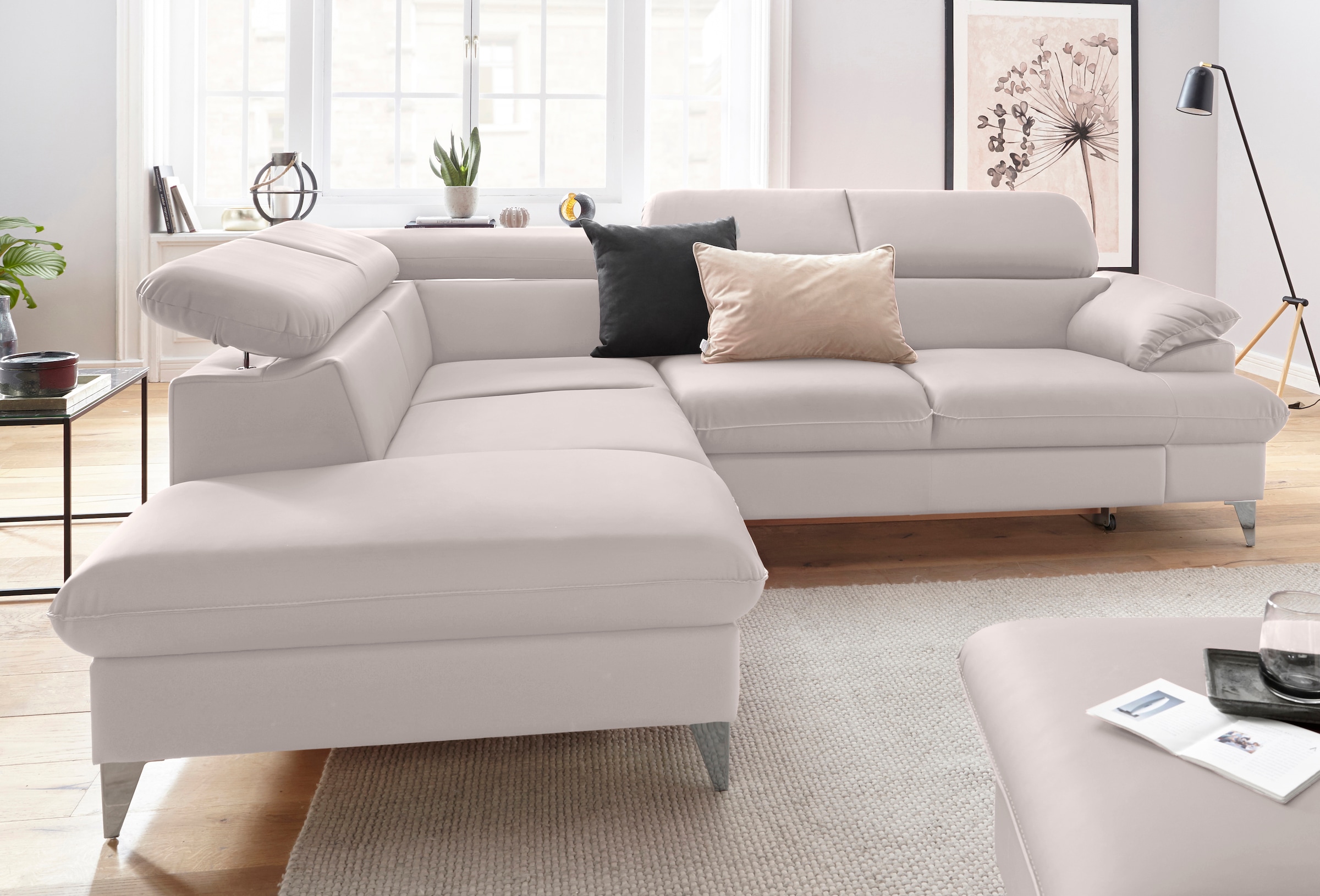 COTTA Ecksofa »Caluso L-Form«, inklusive Kopfteilverstellung, wahlweise mit Bettfunktion