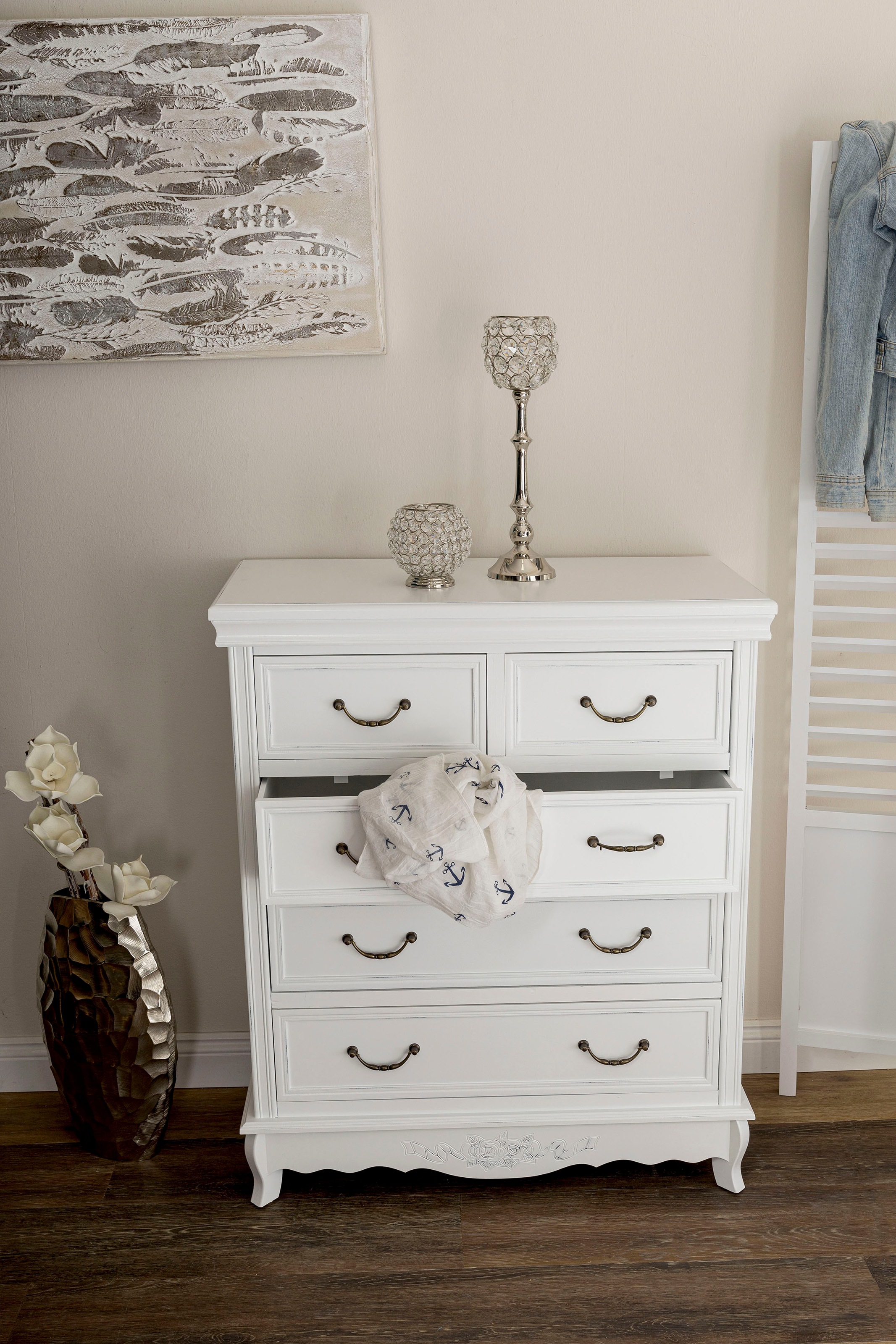 Image of my Flair Kommode »Elegance«, Kommode, mit Rosenmotiven verziert im Landhausstyle, geschwungene Formen, Schubladen vorhanden bei Ackermann Versand Schweiz