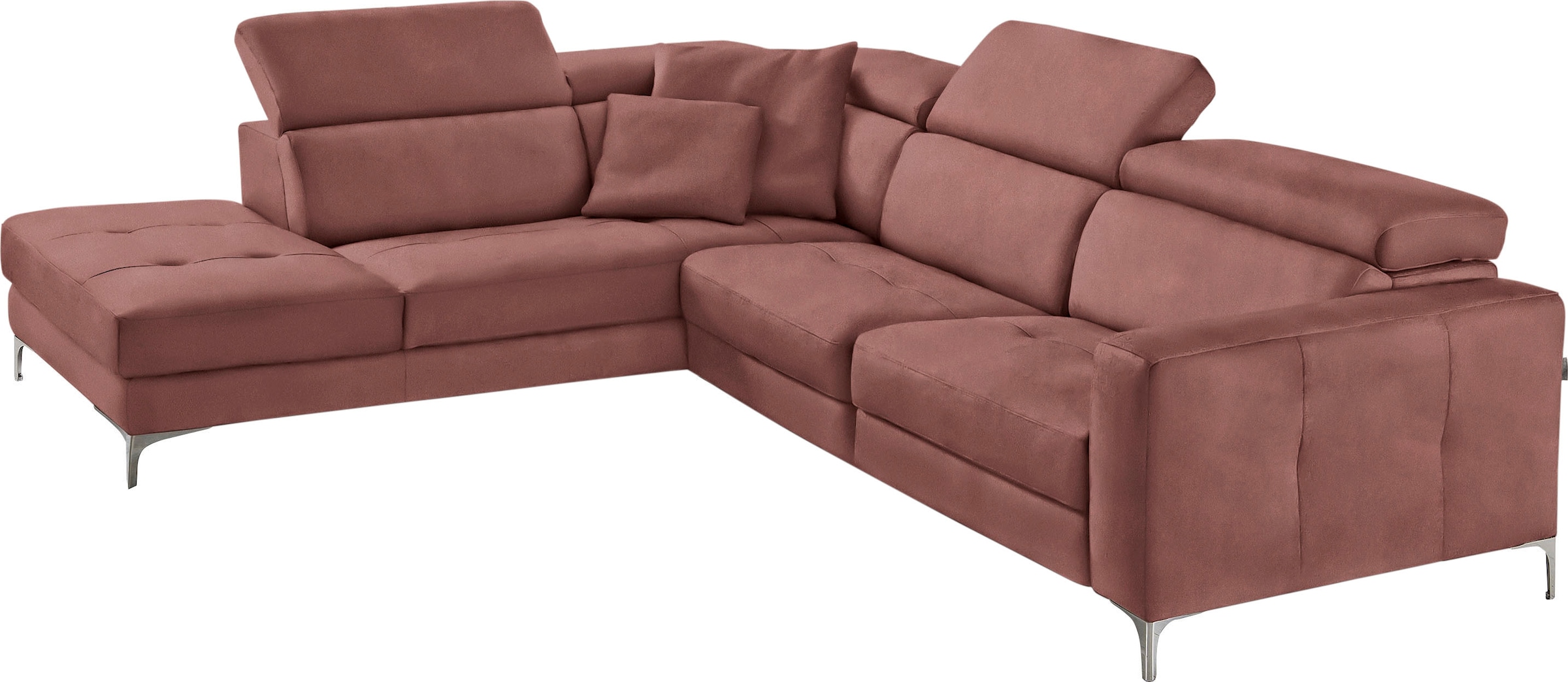 Image of Egoitaliano Ecksofa "Matt, hoher Sitzkomfort und aufwendige Detailverarbeitung, L-Form" mit Ottomane, inkl. verstellbarer Kopfteile zum Relaxen