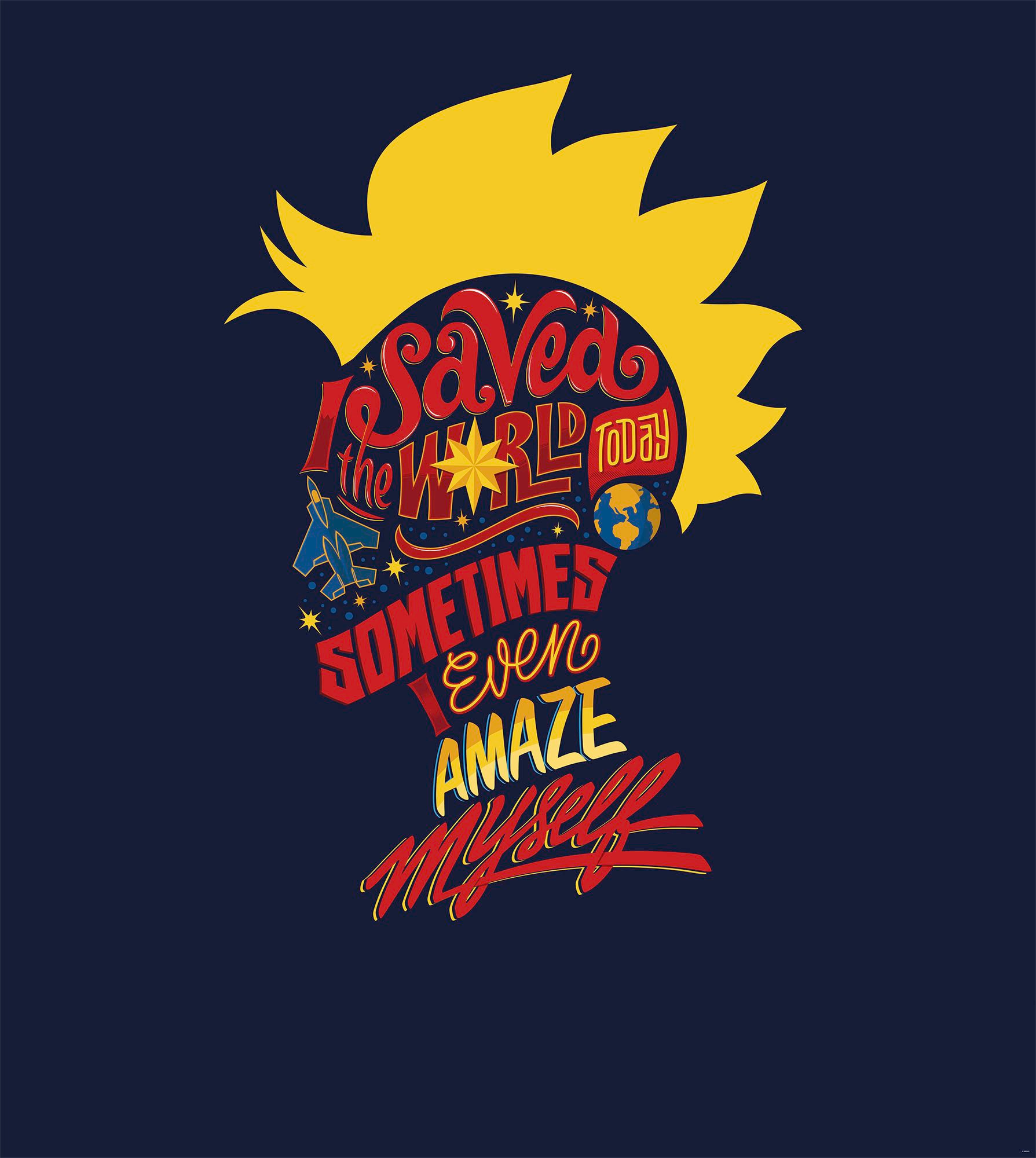 Image of Komar Fototapete »Captain Marvel saves the World«, bedruckt-Comic-Retro-mehrfarbig, BxH: 250x280 cm bei Ackermann Versand Schweiz