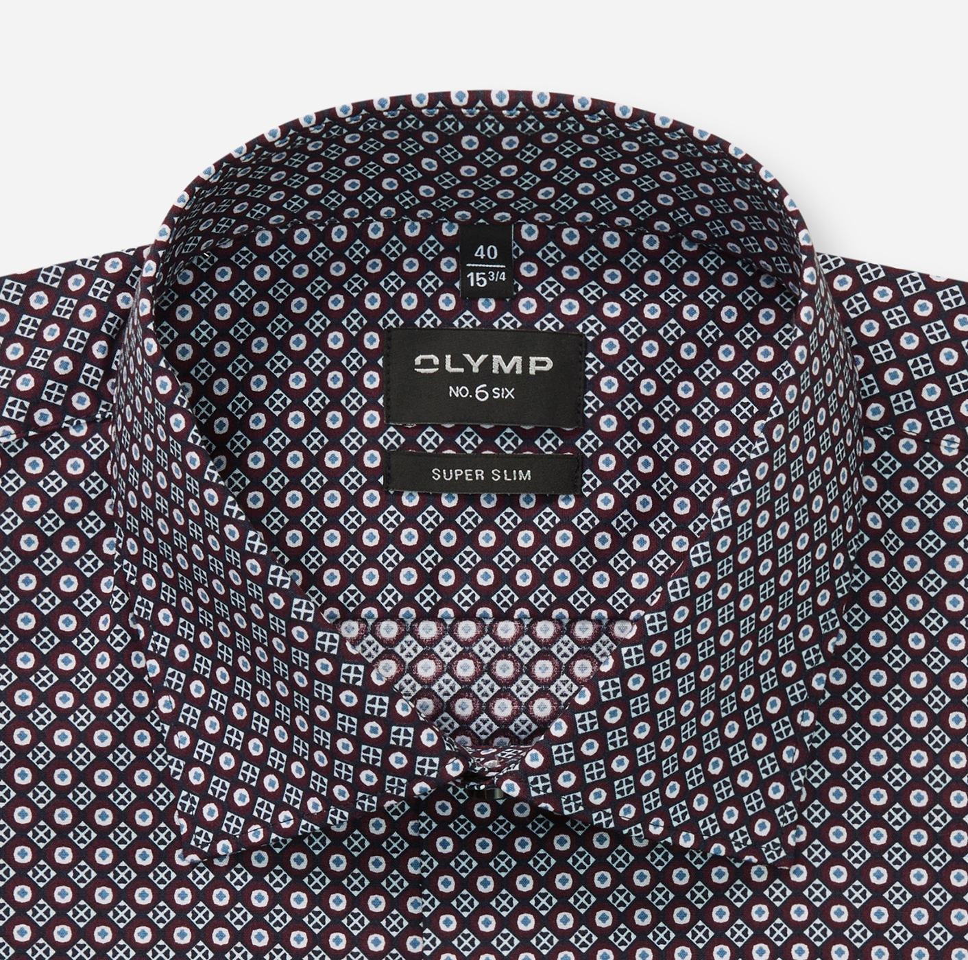 OLYMP Langarmhemd »No 6 six«, super slim, gemustert, Businesshemd, Modern Kentkragen
