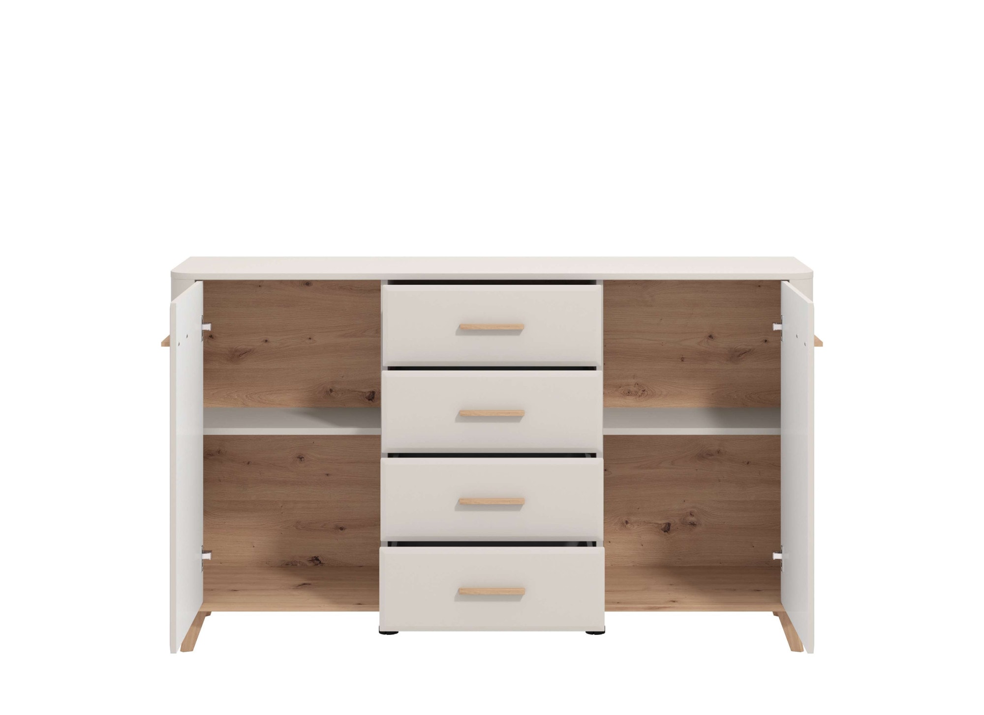 Home affaire Sideboard »Darwen Kombikommode, Sideboard, Schubladenkommode« Abgerundete Kanten, matte Kaschmir-Oberflächen, Gesamtmasse:154x40x90,5