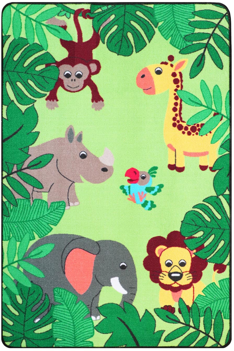 Image of Primaflor-Ideen in Textil Kinderteppich "JUNGLE, Made in Belgium" rechteckig 5 mm Höhe Motiv Dschungel Tiere, Kinderzimmer