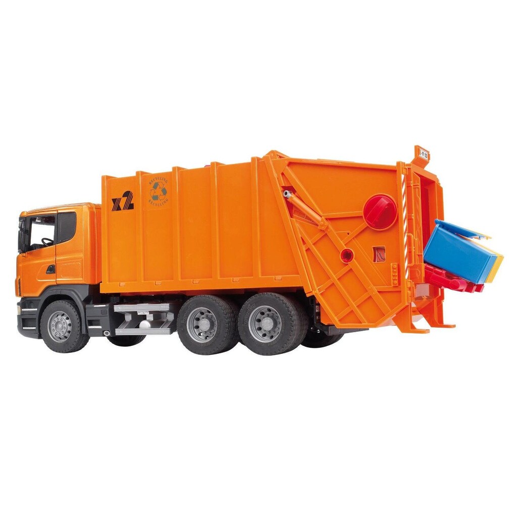 Bruder® Spielzeug-Müllwagen »Scania R-Serie oranger Müll-LKW«