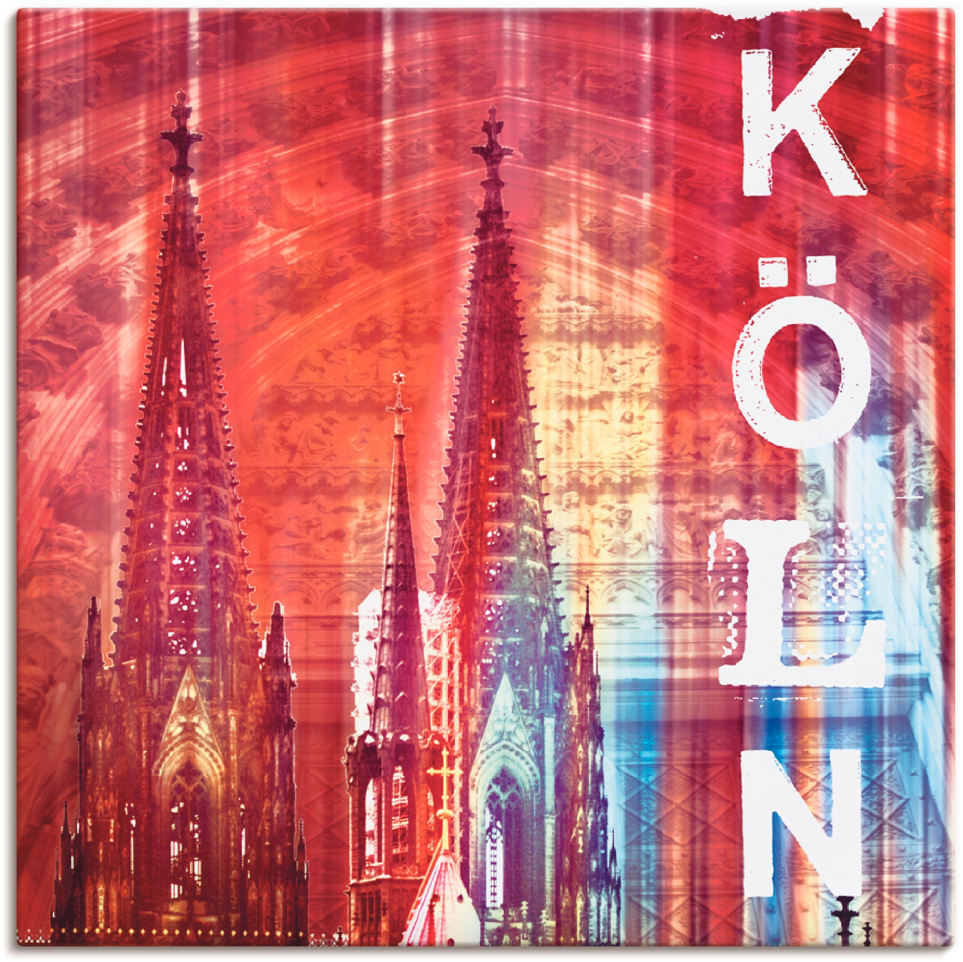 Image of Artland Leinwandbild "Köln Skyline Collage II" Gebäude 1 Stk. tlg. auf Holzrahmen gespannt