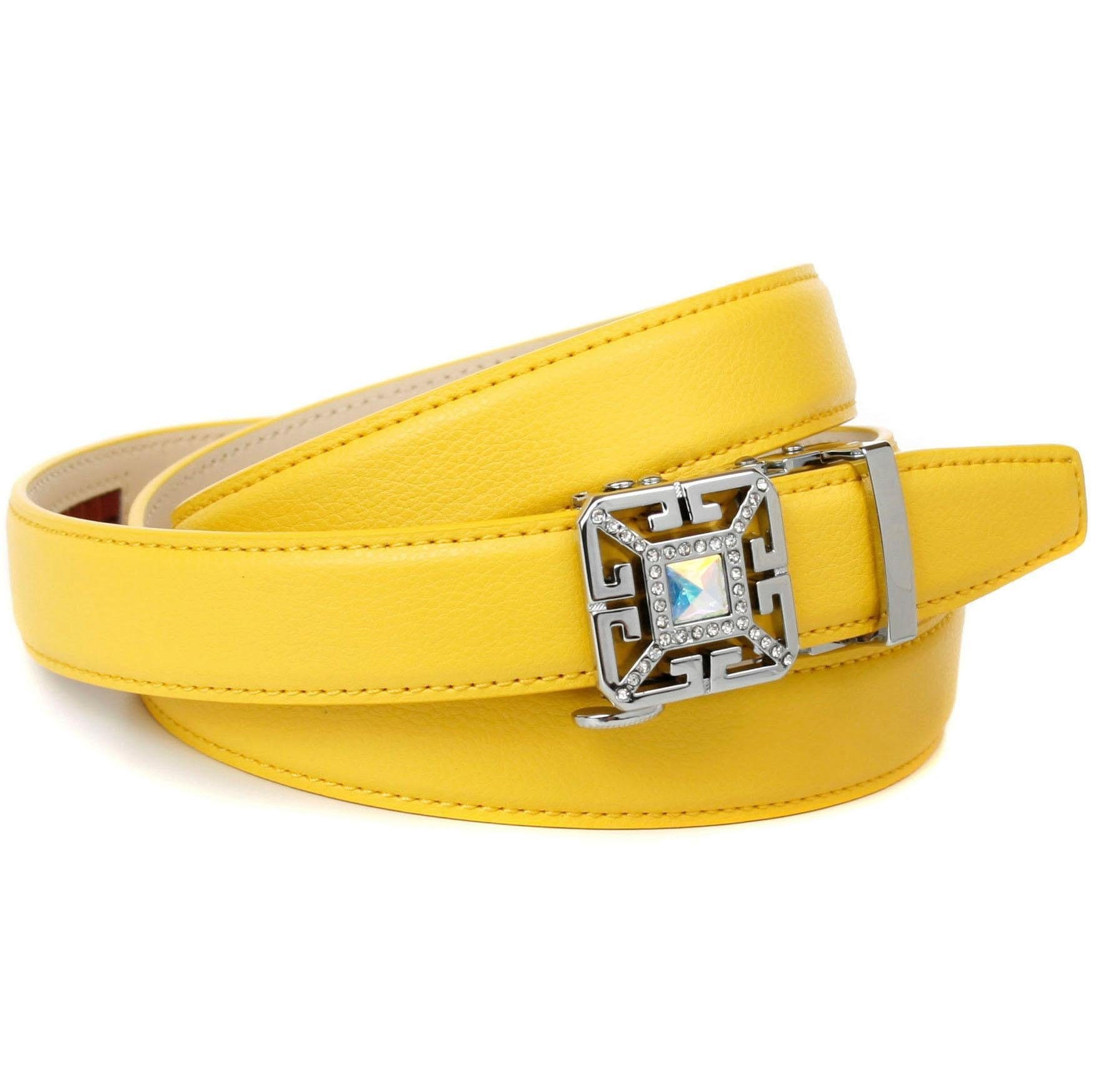 Image of Anthoni Crown Ledergürtel, in gelb mit Kristall-Glas-Schnalle bei Ackermann Versand Schweiz